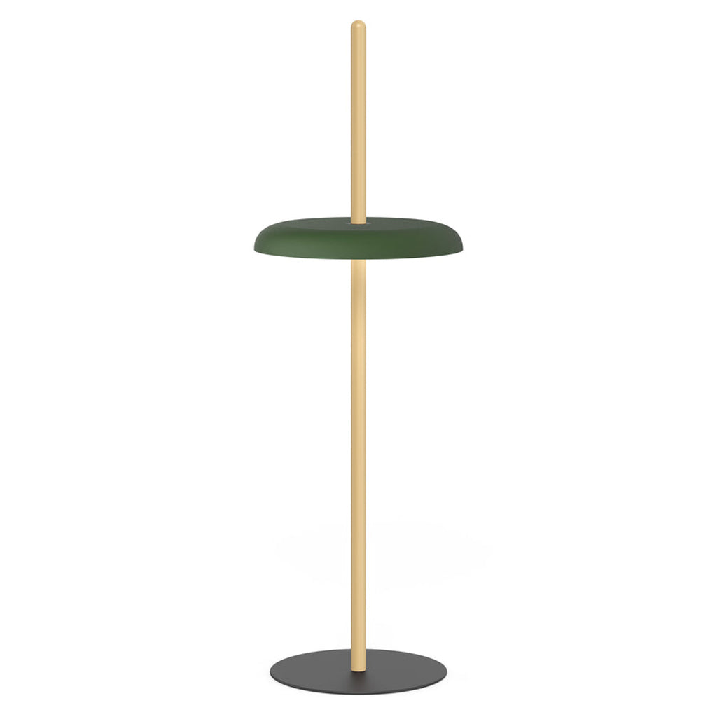 Nivél Portable Floor Lamp: White Oak + Forest Green