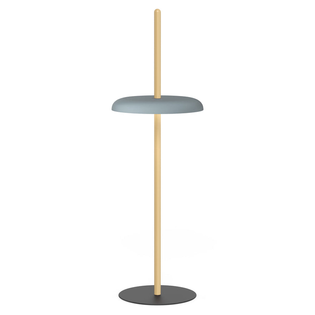Nivél Portable Floor Lamp: White Oak + Slate Blue