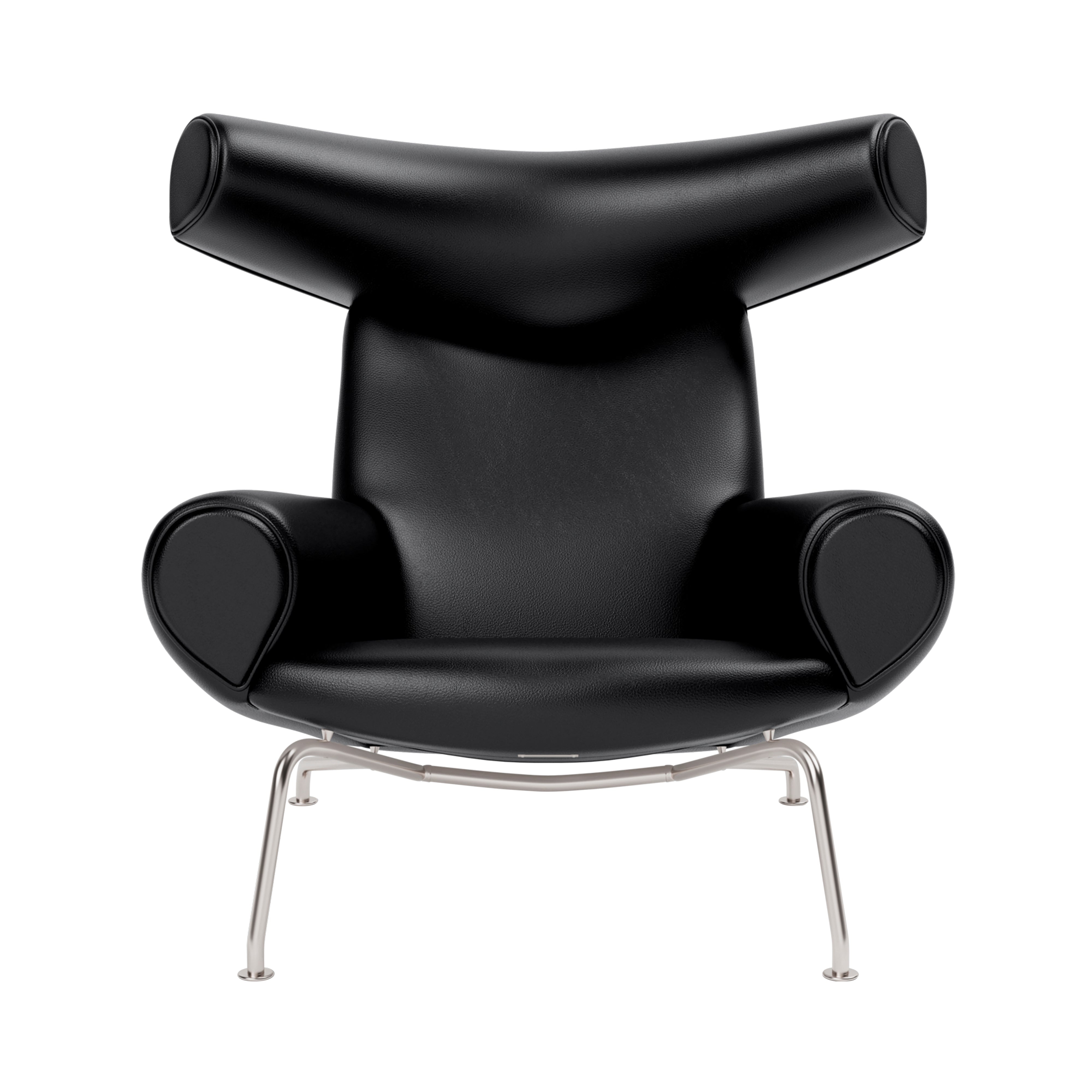 Wegner Ox Chair: Without Ottoman + Brushed Stainless Steel