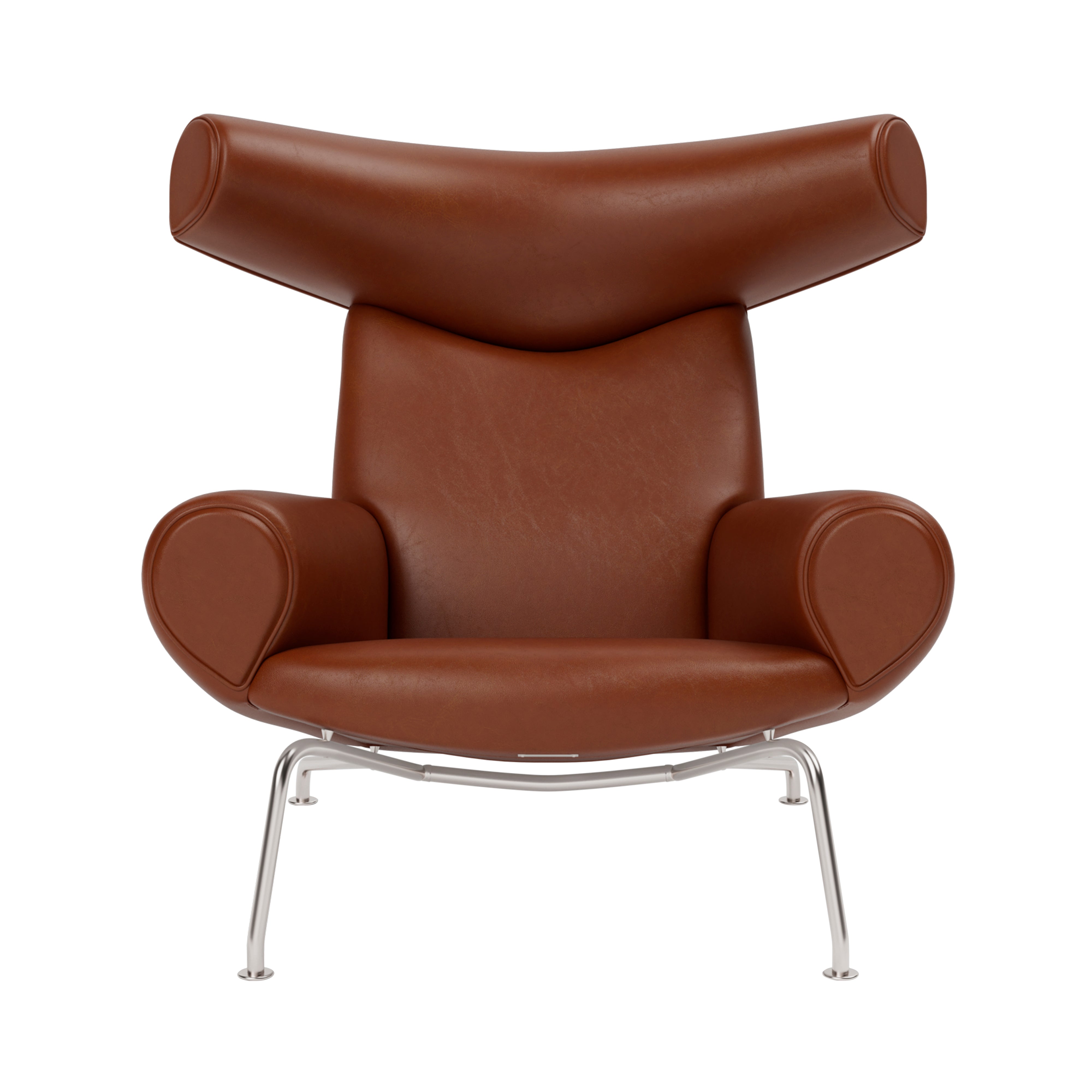 Wegner Ox Chair: Without Ottoman + Brushed Stainless Steel
