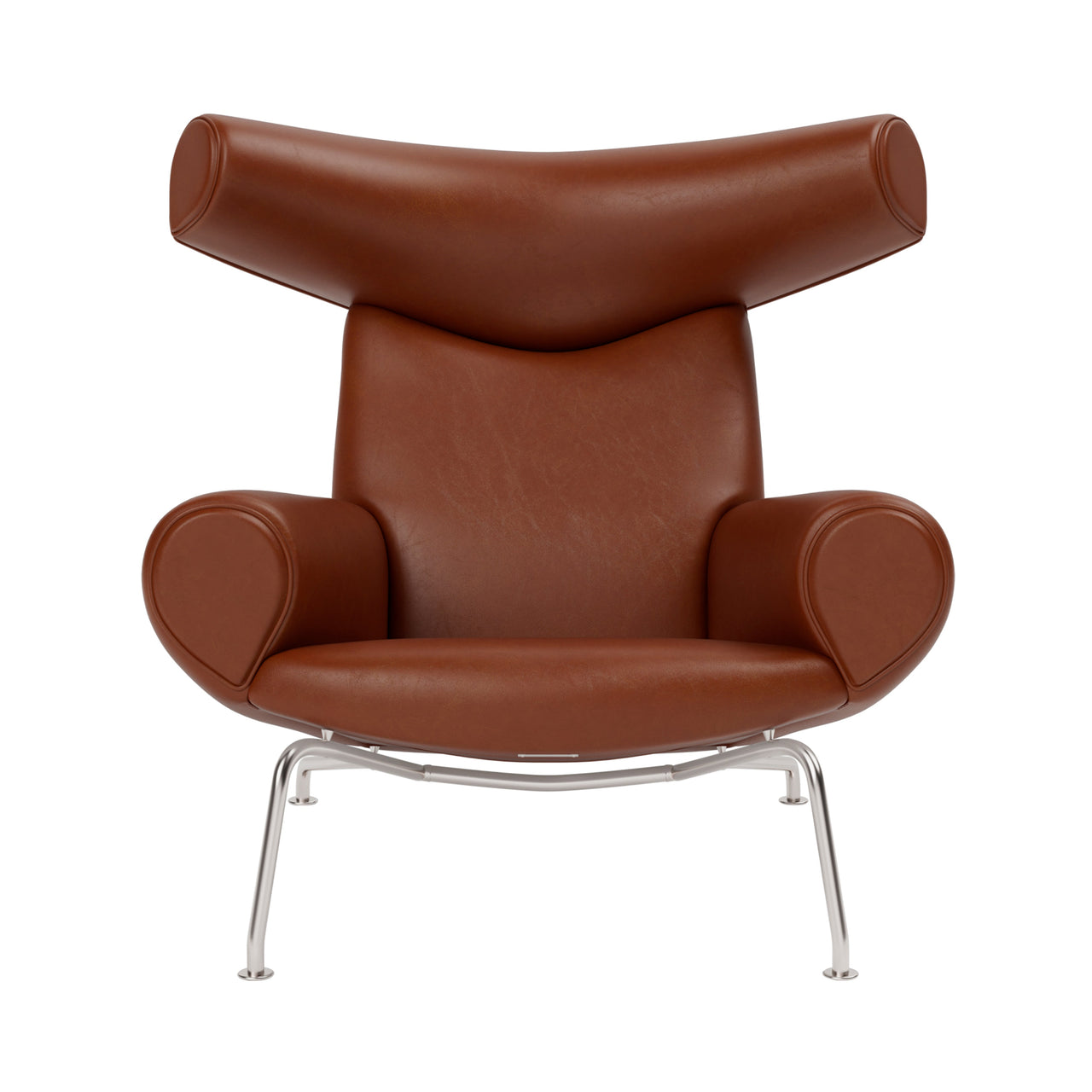 Wegner Ox Chair: Without Ottoman + Brushed Stainless Steel
