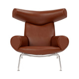 Wegner Ox Chair: Without Ottoman + Brushed Stainless Steel