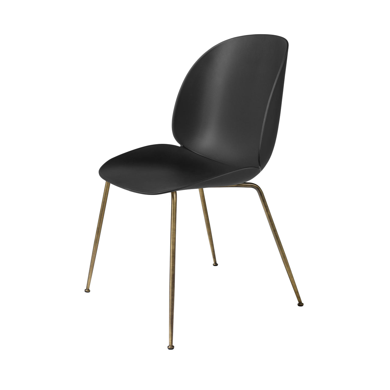 Beetle Dining Chair: Conic Base + Black + Antique Brass