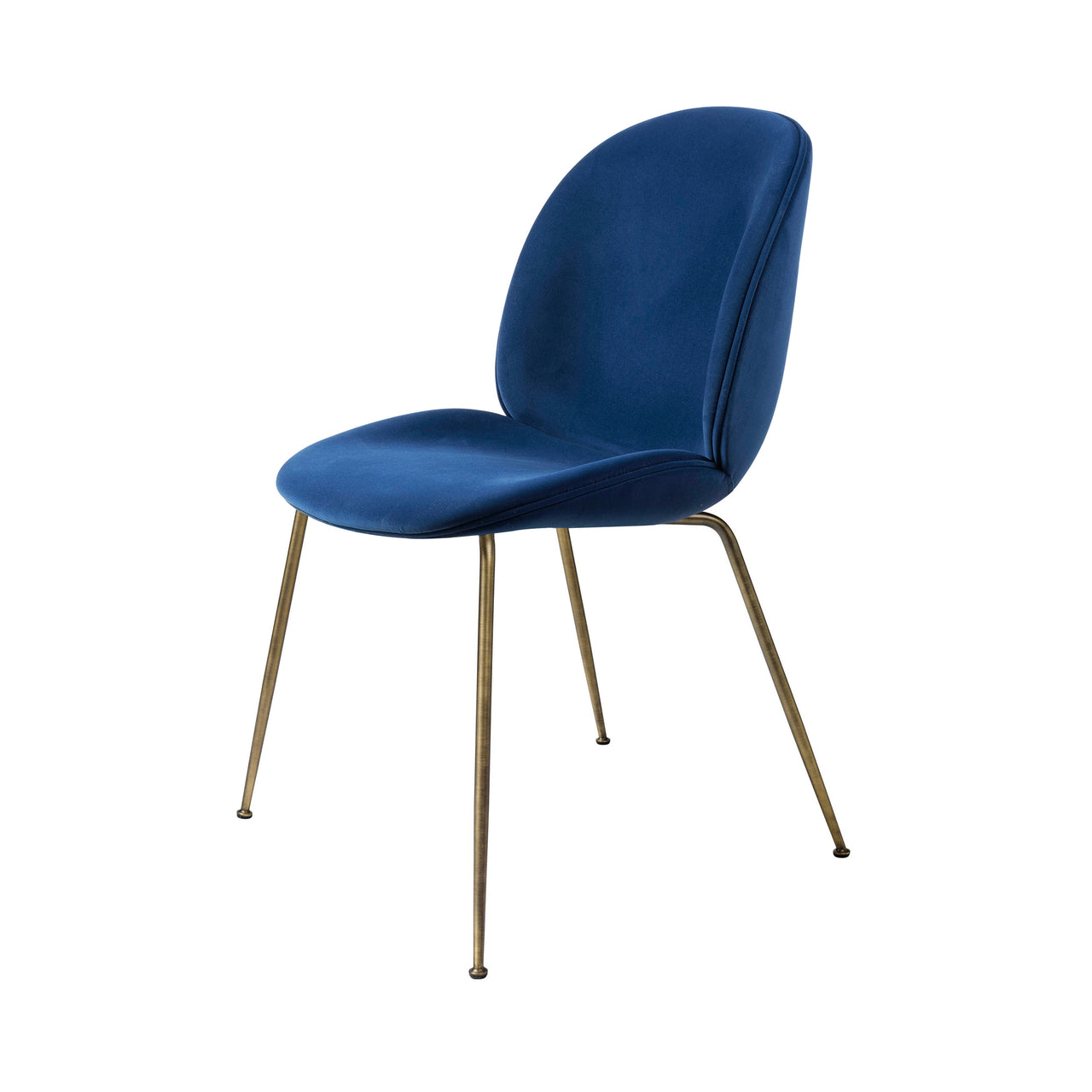 Beetle Dining Chair: Conic Base + Full Upholstery + Antique Brass