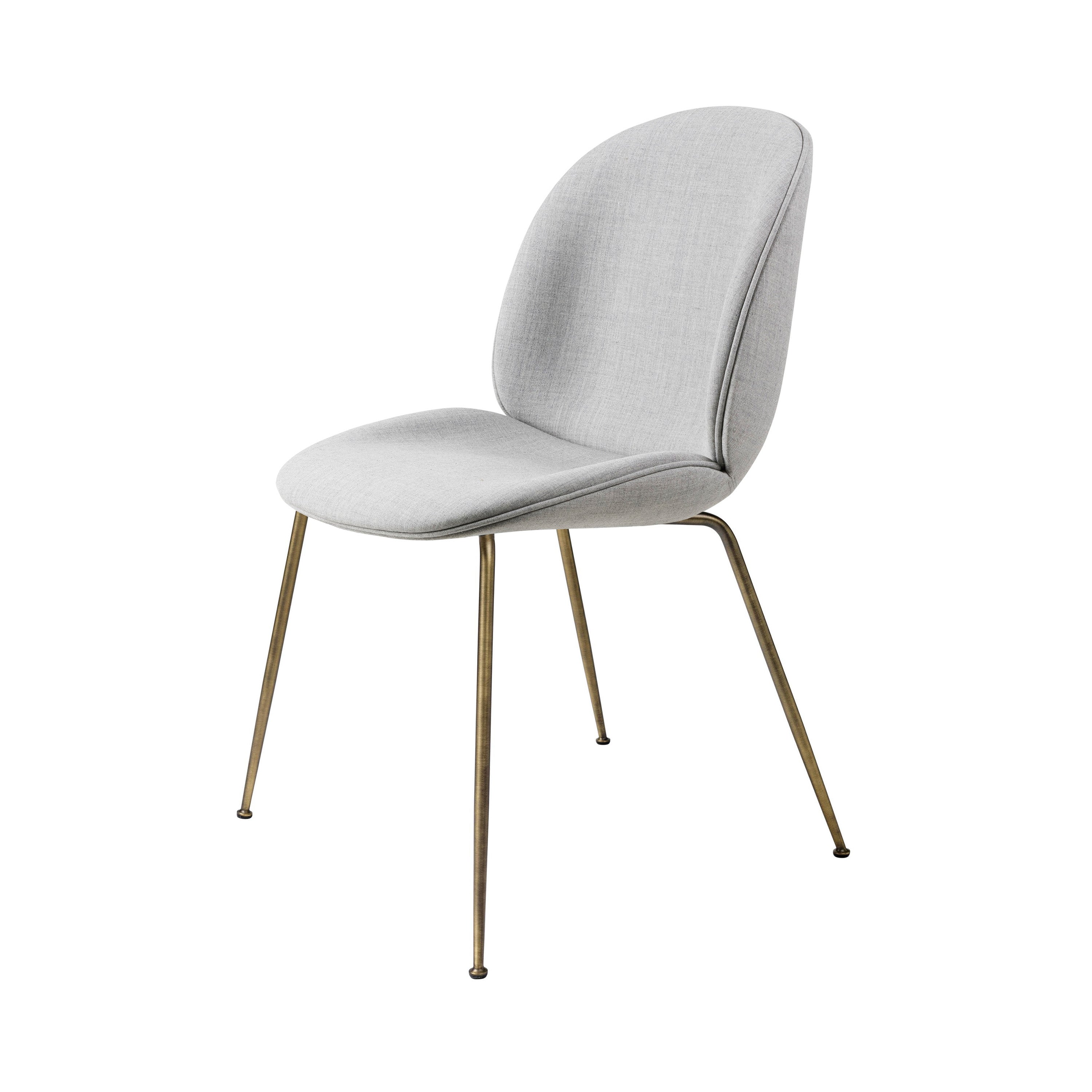 Beetle Dining Chair: Conic Base + Full Upholstery + Antique Brass