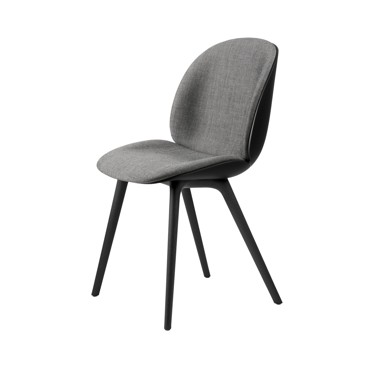 Beetle Dining Chair: Plastic Base + Front Upholstered + Black (Monochrome) + Black