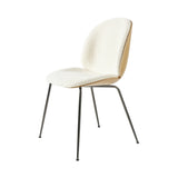 Beetle Dining Chair Conic Base: Veneer Shell + Front Upholstered + Oak + Black Chrome