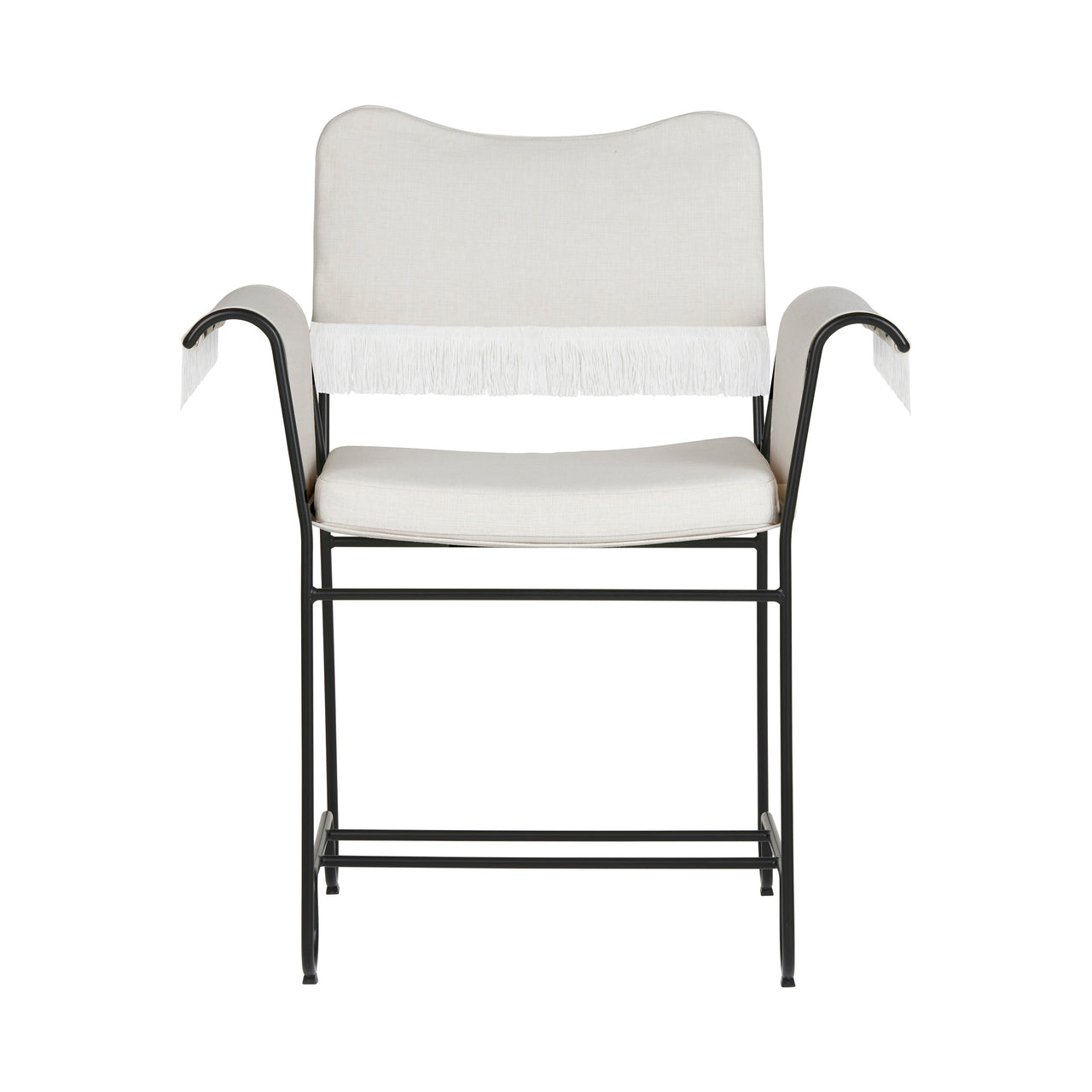 Tropique Dining Chair: Outdoor + With Fringes + Black + Leslie 06