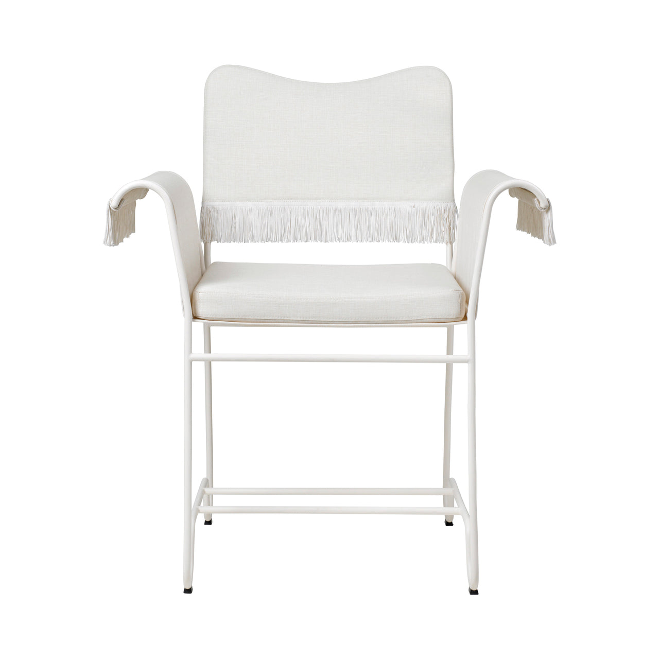 Tropique Dining Chair: Outdoor + With Fringes + White Semi Matt + Leslie 06