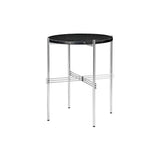 TS Round Side Table: Polished Steel + Black Marquina Marble