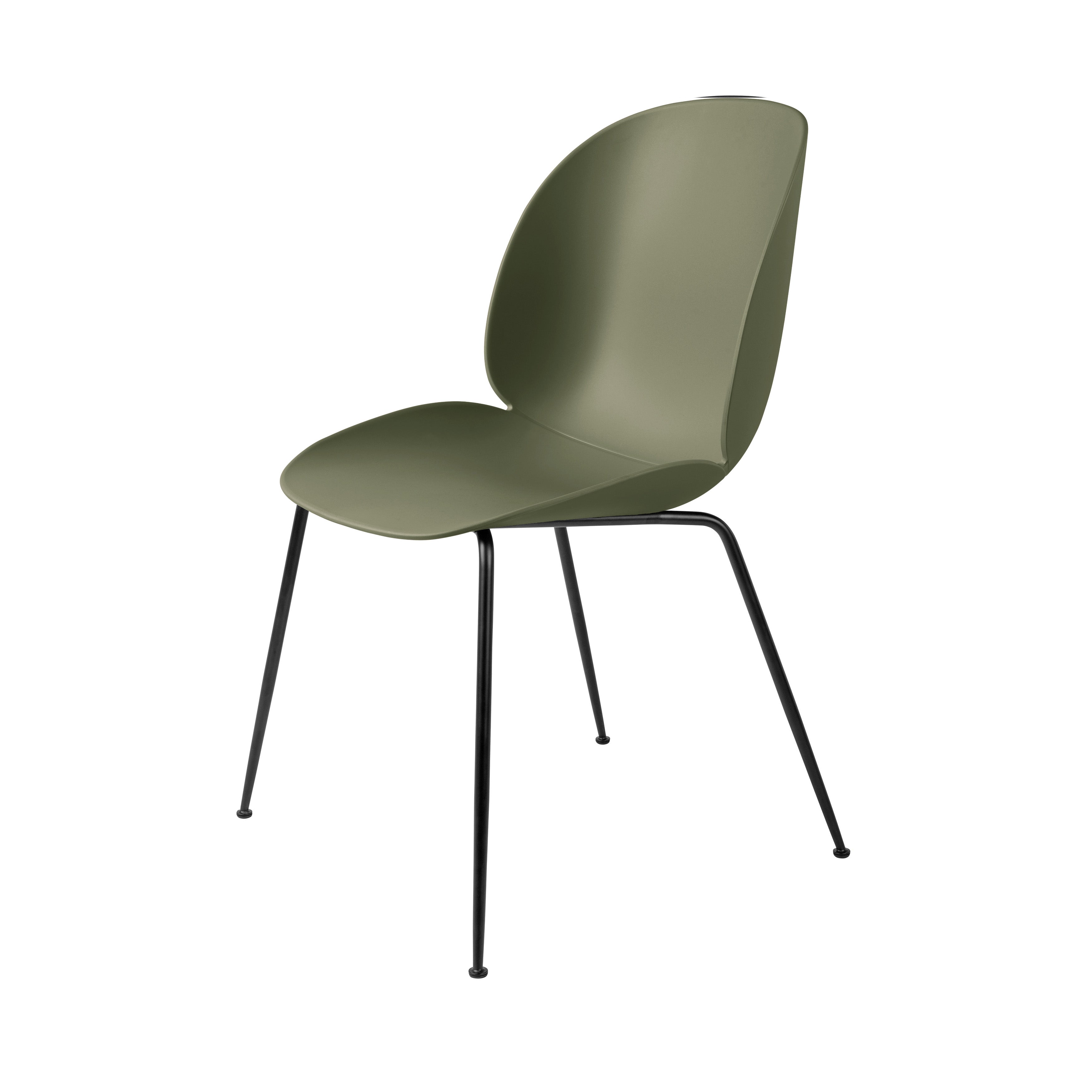 Beetle Dining Chair: Conic Base + Fern Green + Black Matt