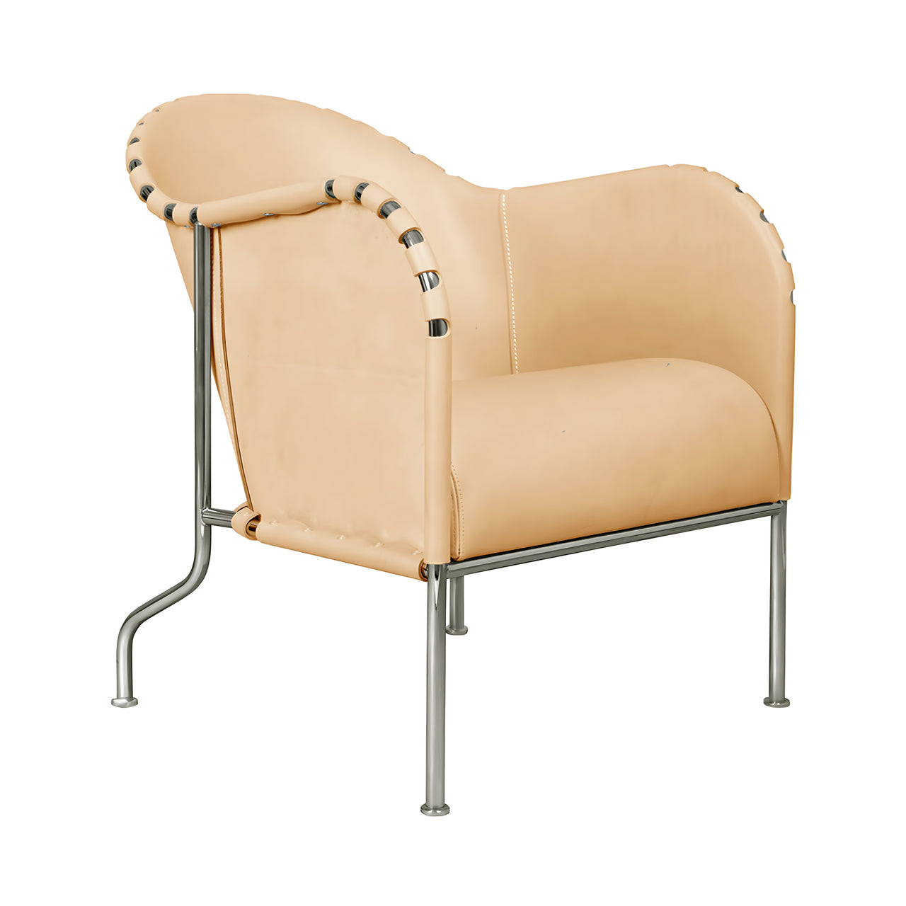 Bruno Armchair: Matt Chrome + Tarnsjo Leather Natural