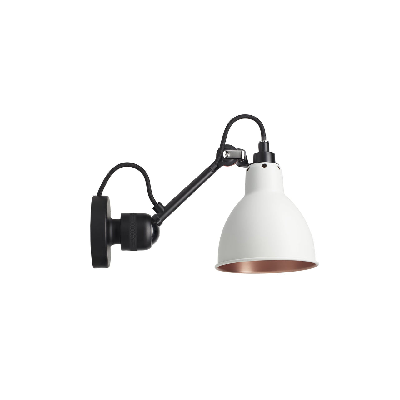 Lampe Gras N°304 Wall Lamp: Black + White + Copper + Round