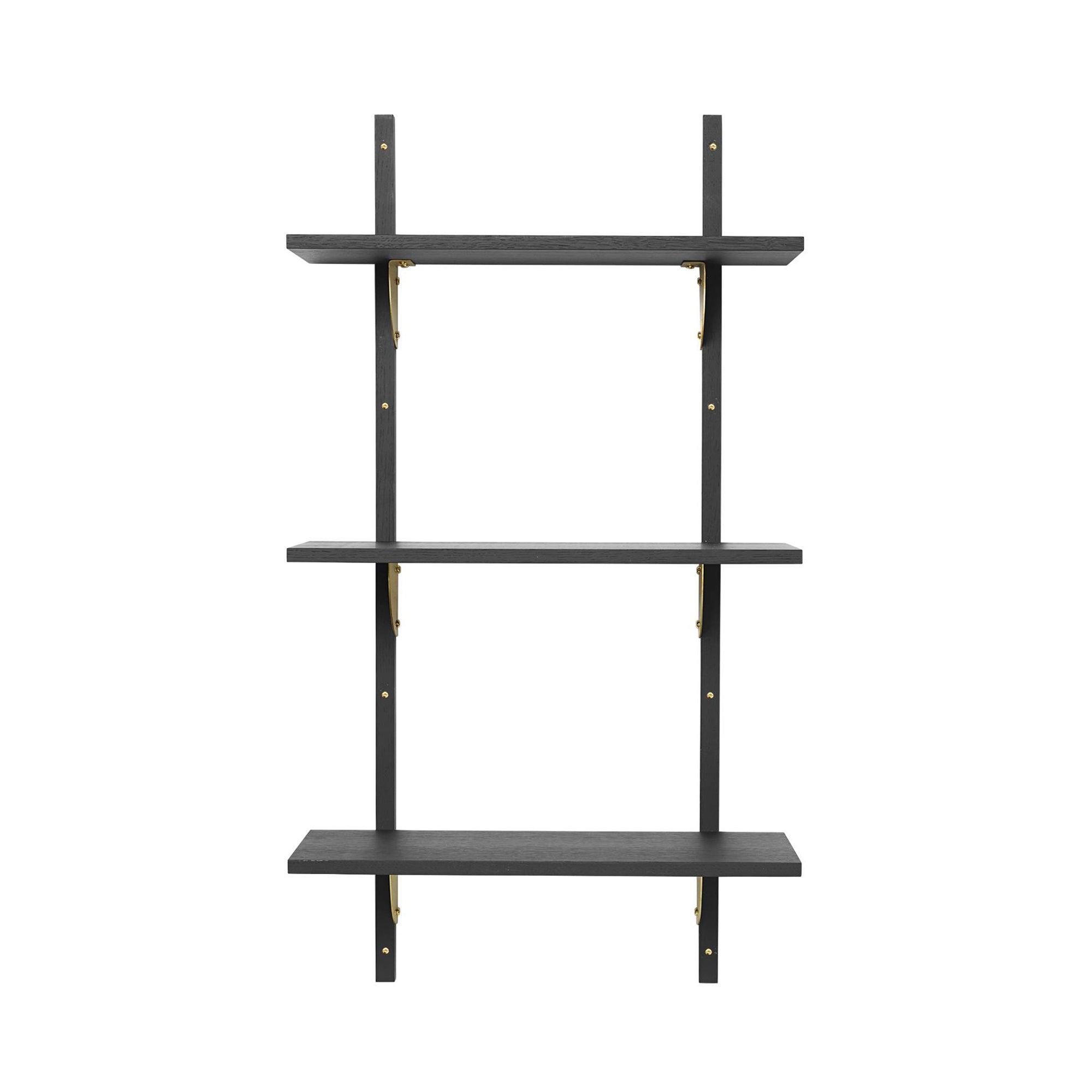 Sector Shelf: Triple + Narrow + Black Ash + Brass
