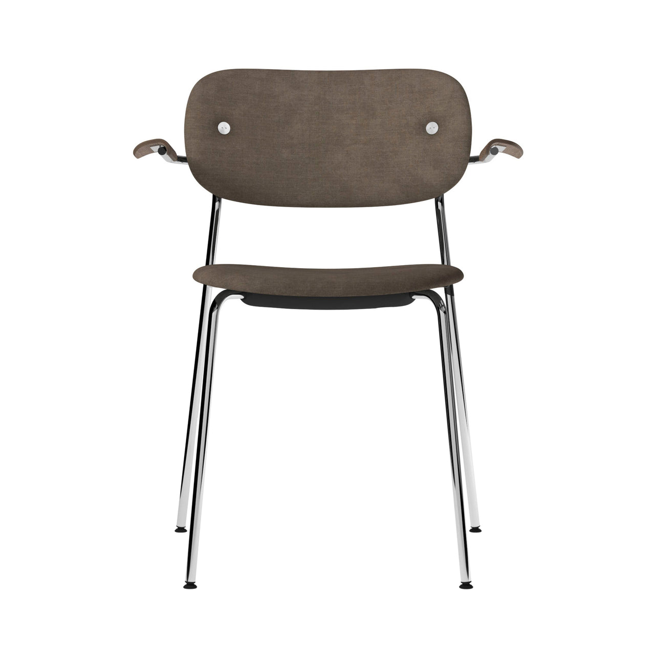 Co Chair with Armrests: Fully Upholstered + Chrome + Dark Stained Oak