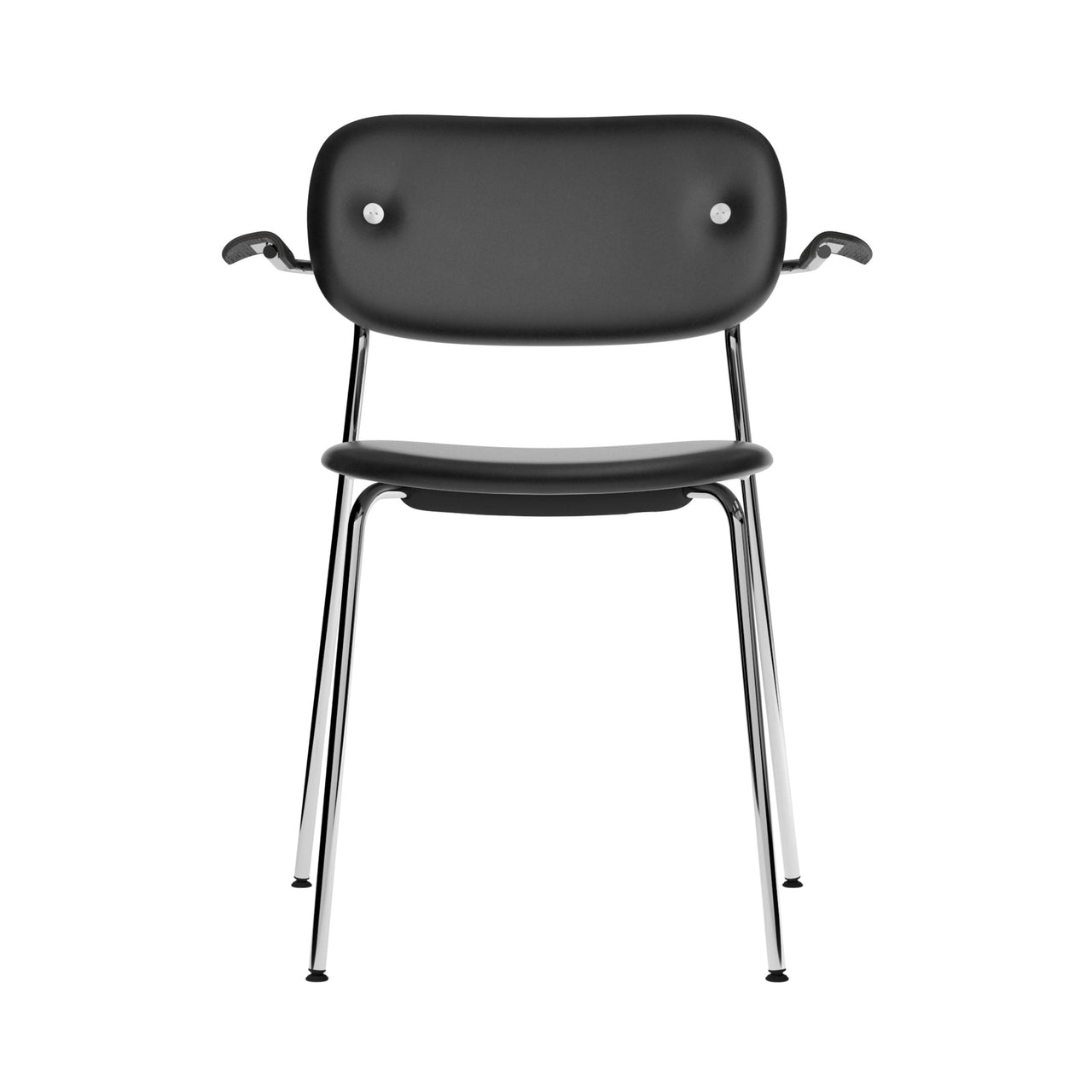 Co Chair with Armrests: Fully Upholstered + Chrome + Black Oak