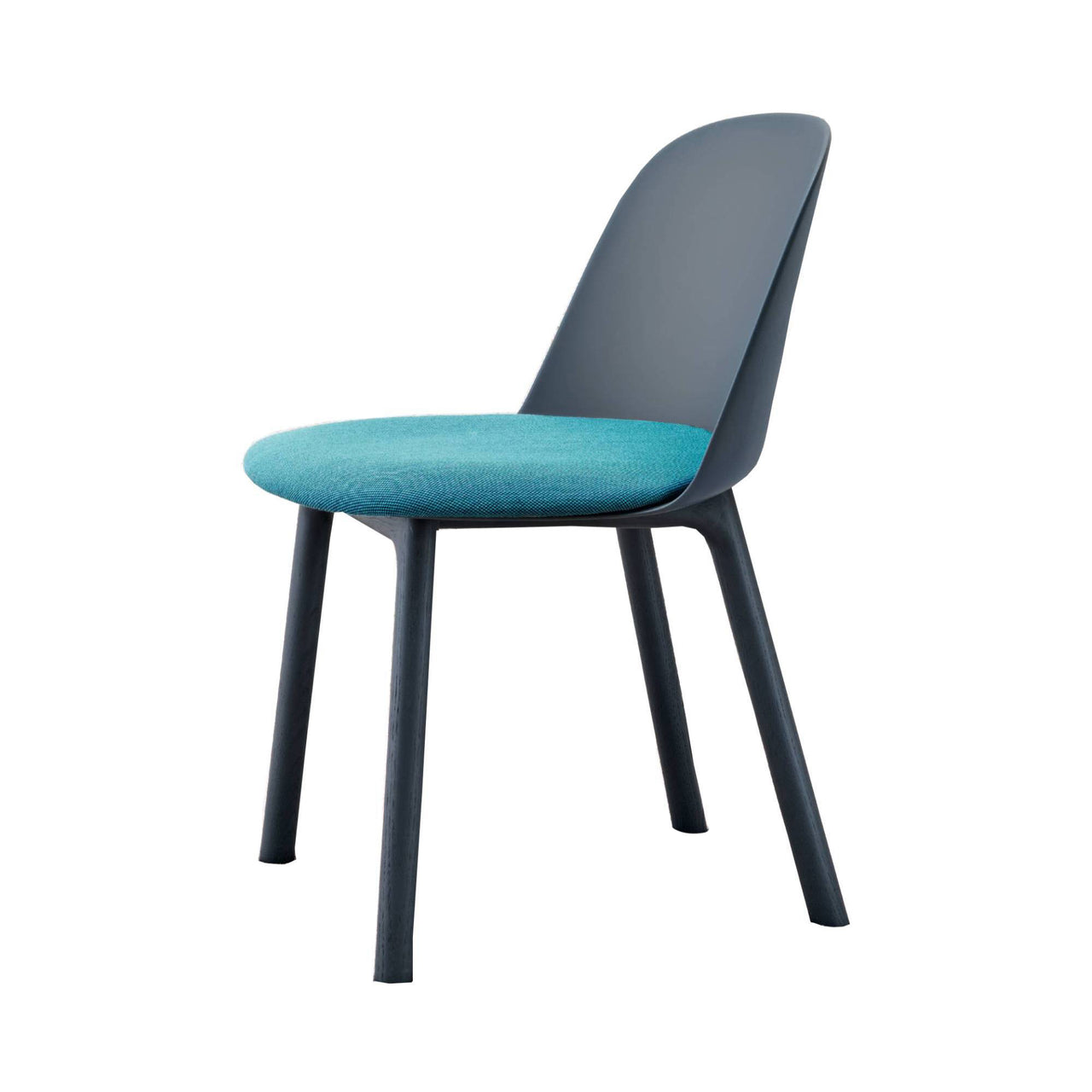 Mariolina Side Chair Wood Base + Upholstered: Set of 2 + Upholstery + Black Ash + Anthracite