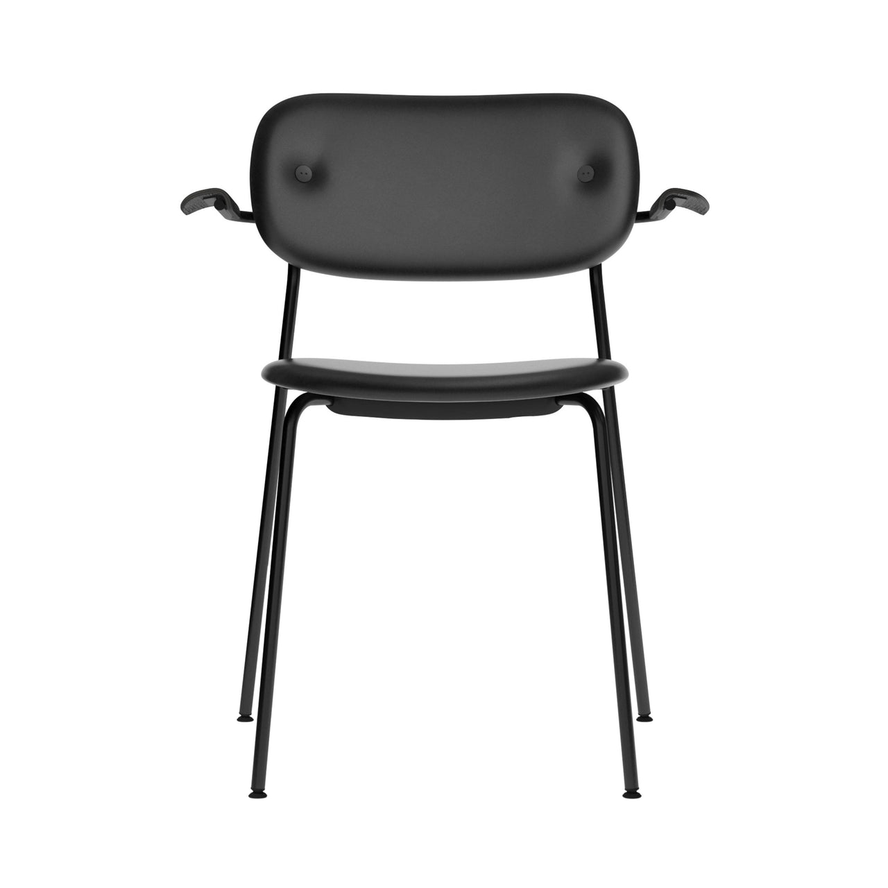 Co Chair with Armrests: Fully Upholstered + Black + Black Oak