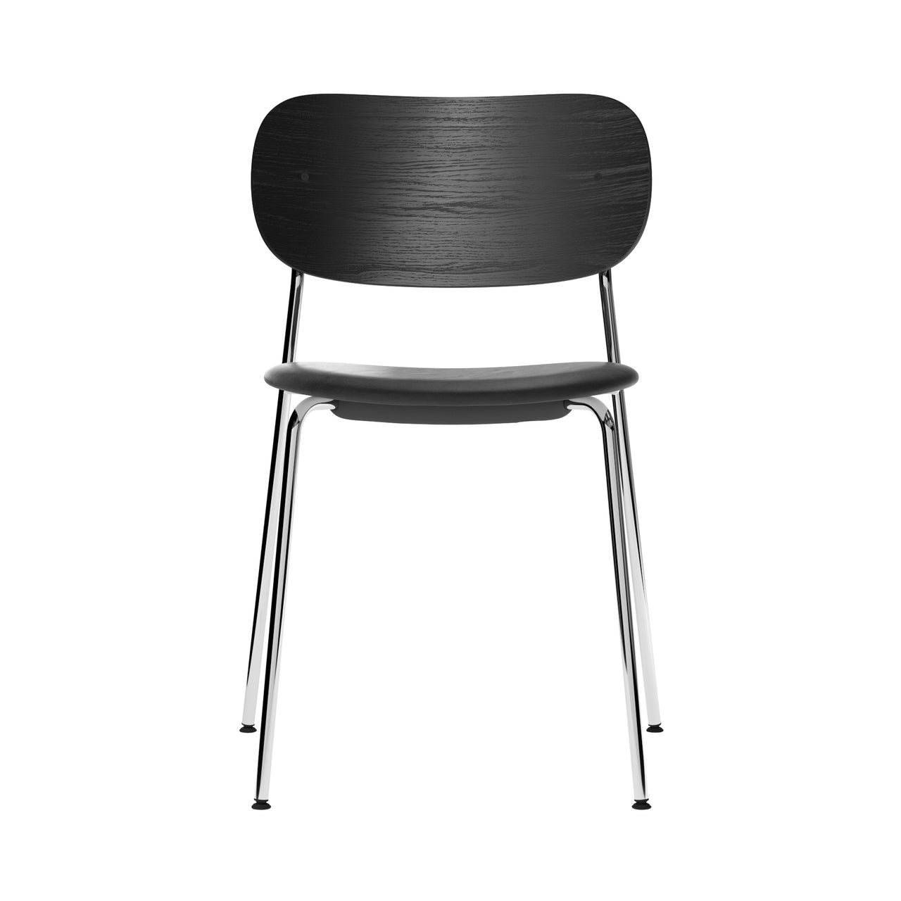 Co Chair: Seat Upholstered + Chrome + Black Oak