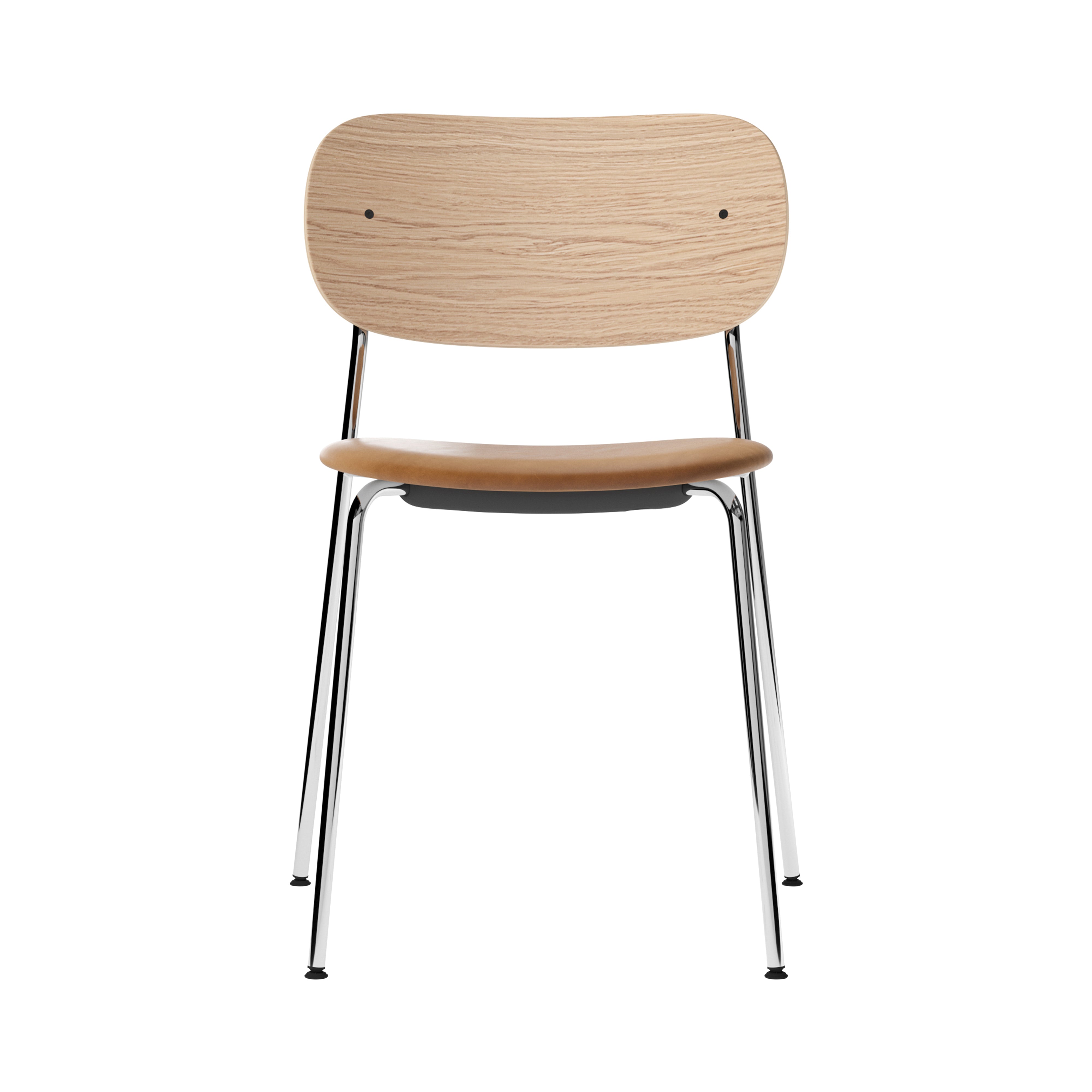 Co Chair: Seat Upholstered + Chrome + Natural Oak