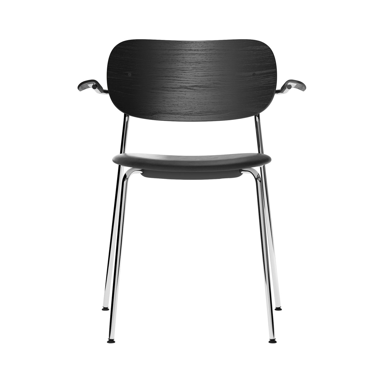Co Chair with Armrests: Seat Upholstered + Black Oak + Chrome
