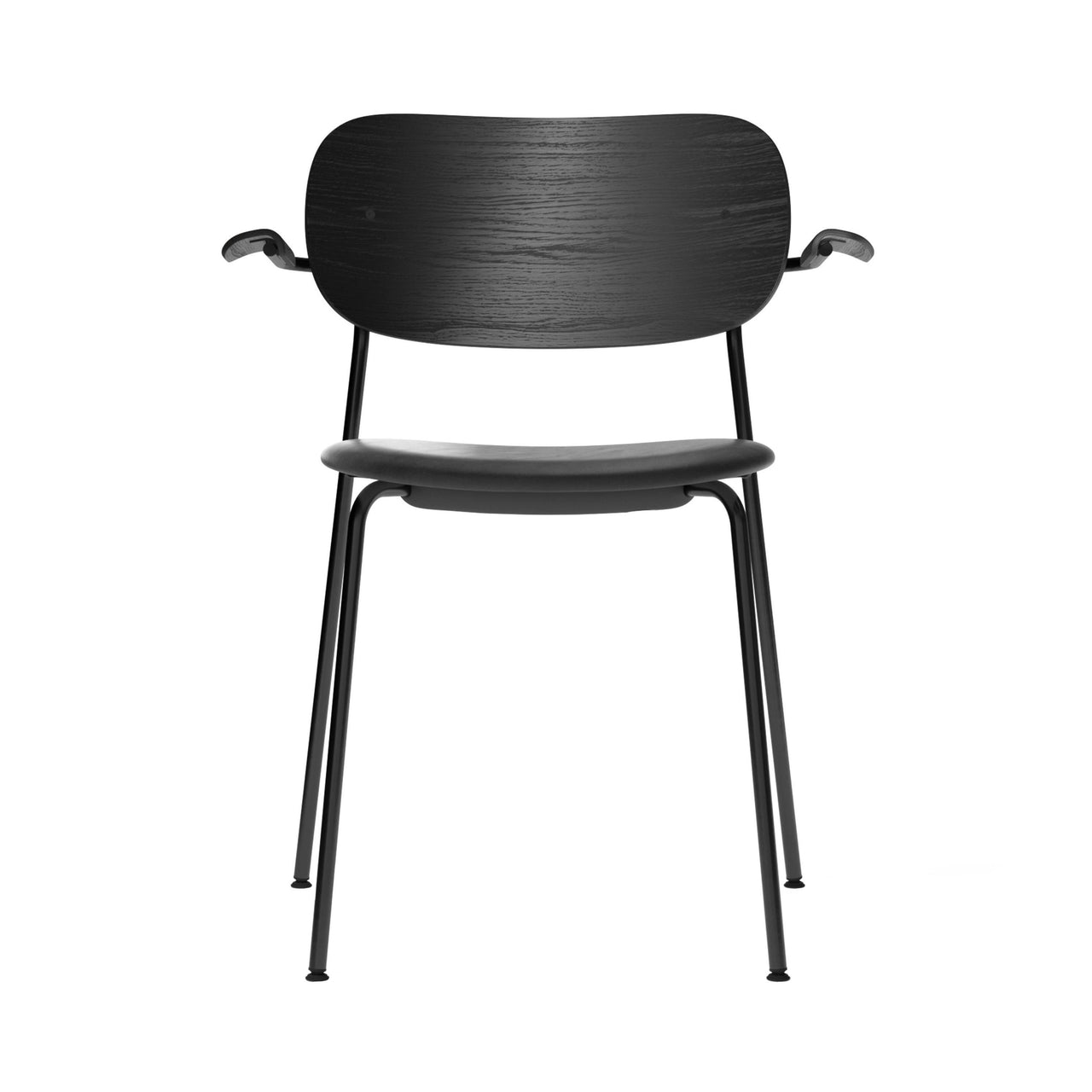 Co Chair with Armrests: Seat Upholstered + Black Oak + Black