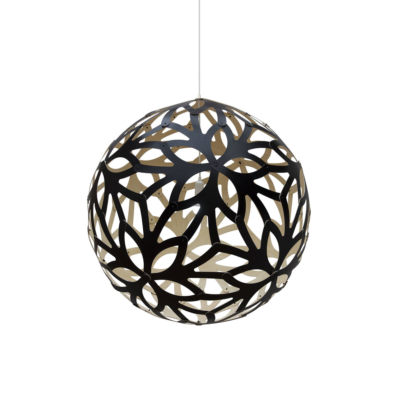 Floral Pendant Light: Extra Large + Black + Bamboo + White