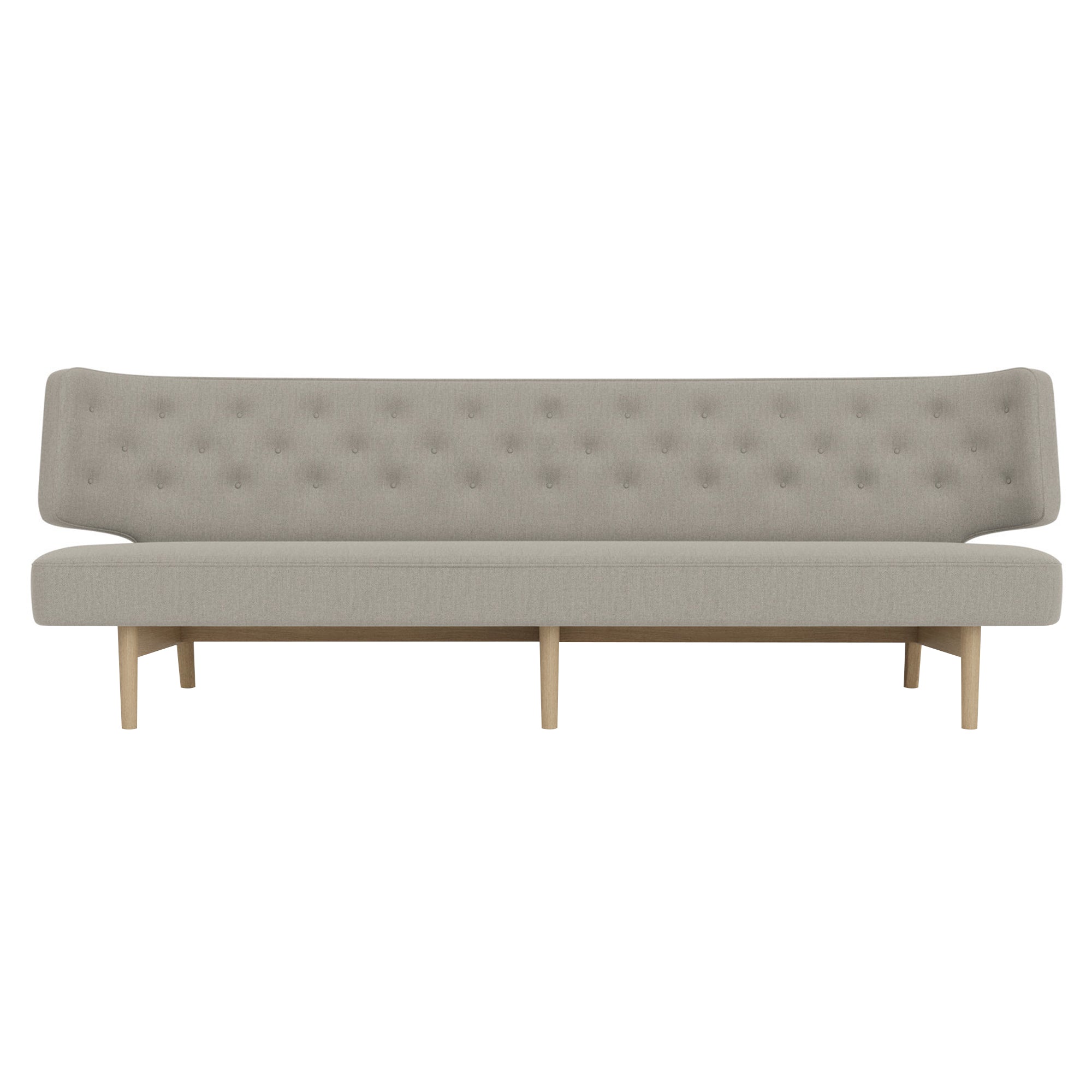 Radiohus 3 Seater Sofa: Without Button + Natural Oak + Re-Wool 0218