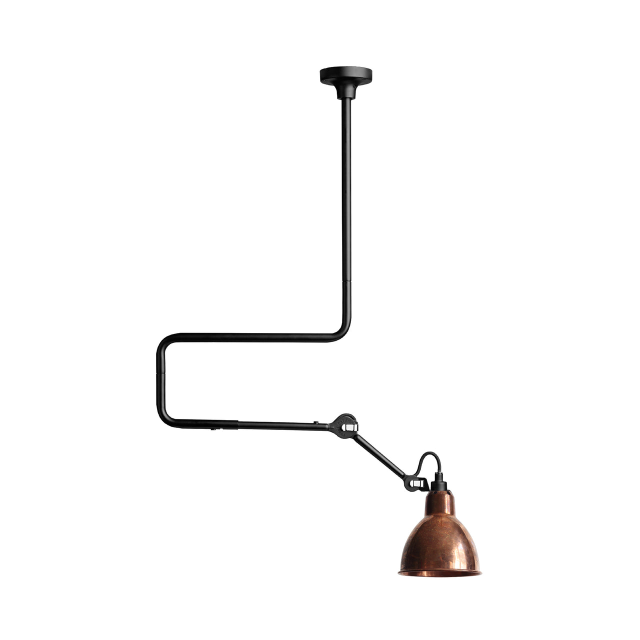 Lampe Gras N°312 Ceiling Lamp: Raw Copper + Round