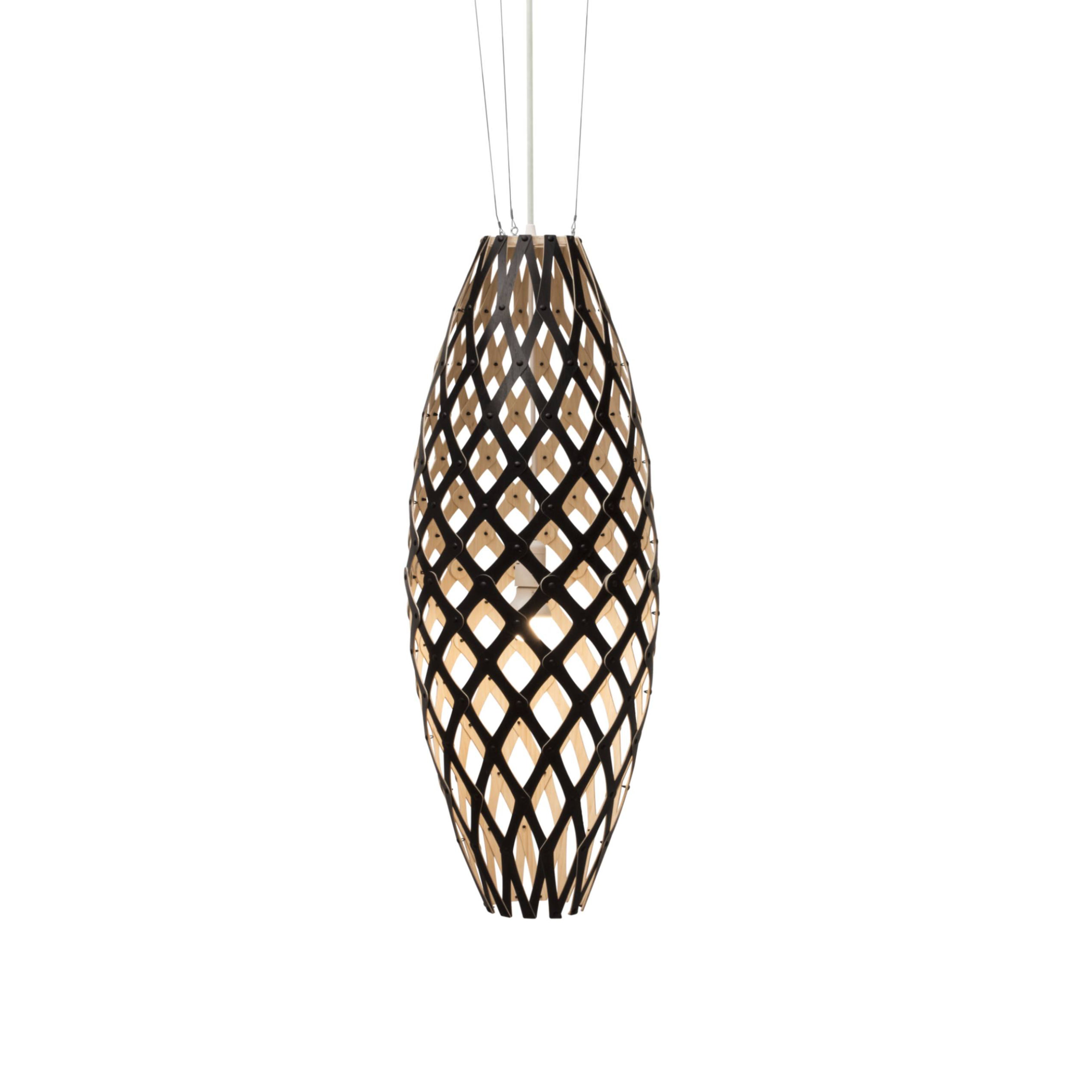 Hinaki Pendant Light: Large + Black + Bamboo + White