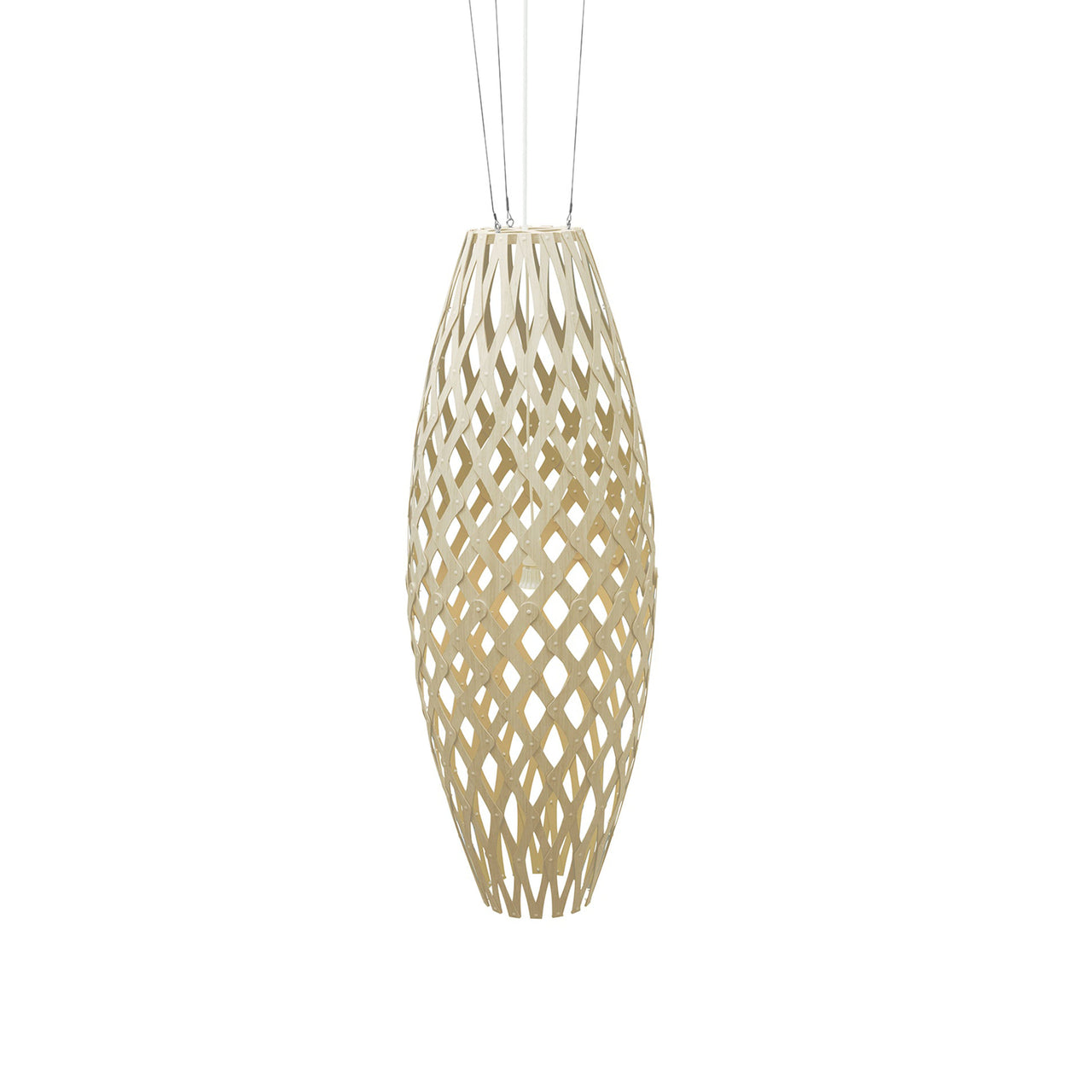 Hinaki Pendant Light: Large + Bamboo + White