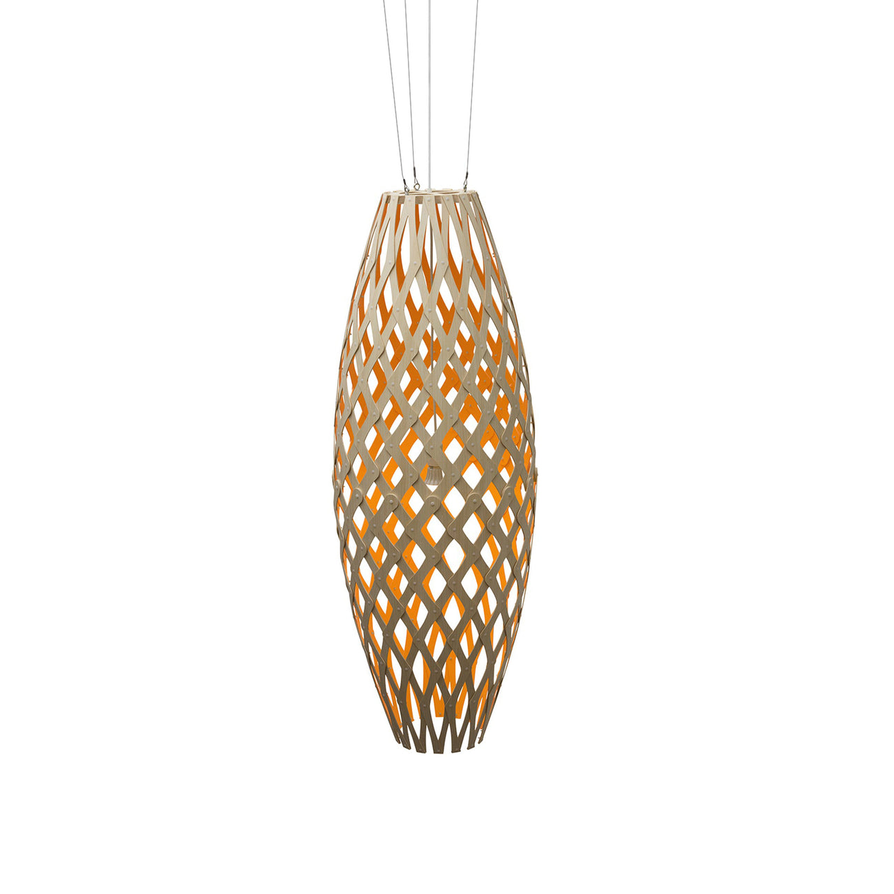 Hinaki Pendant Light: Large + Bamboo + Orange + White