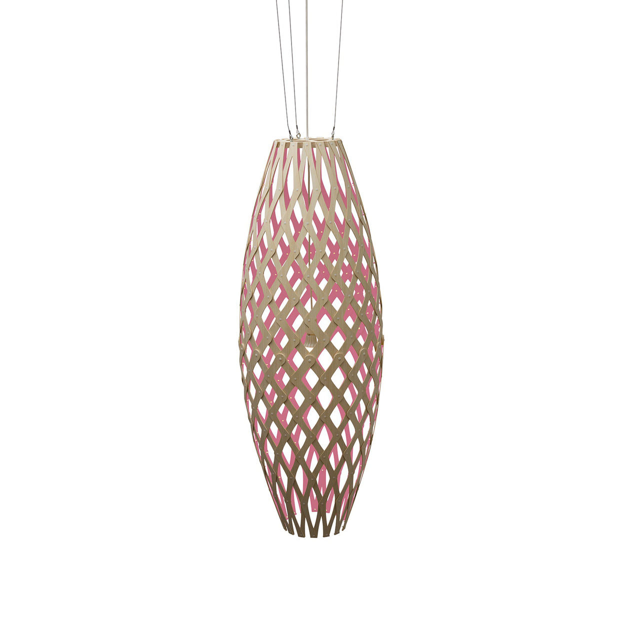 Hinaki Pendant Light: Large + Bamboo + Pink + White