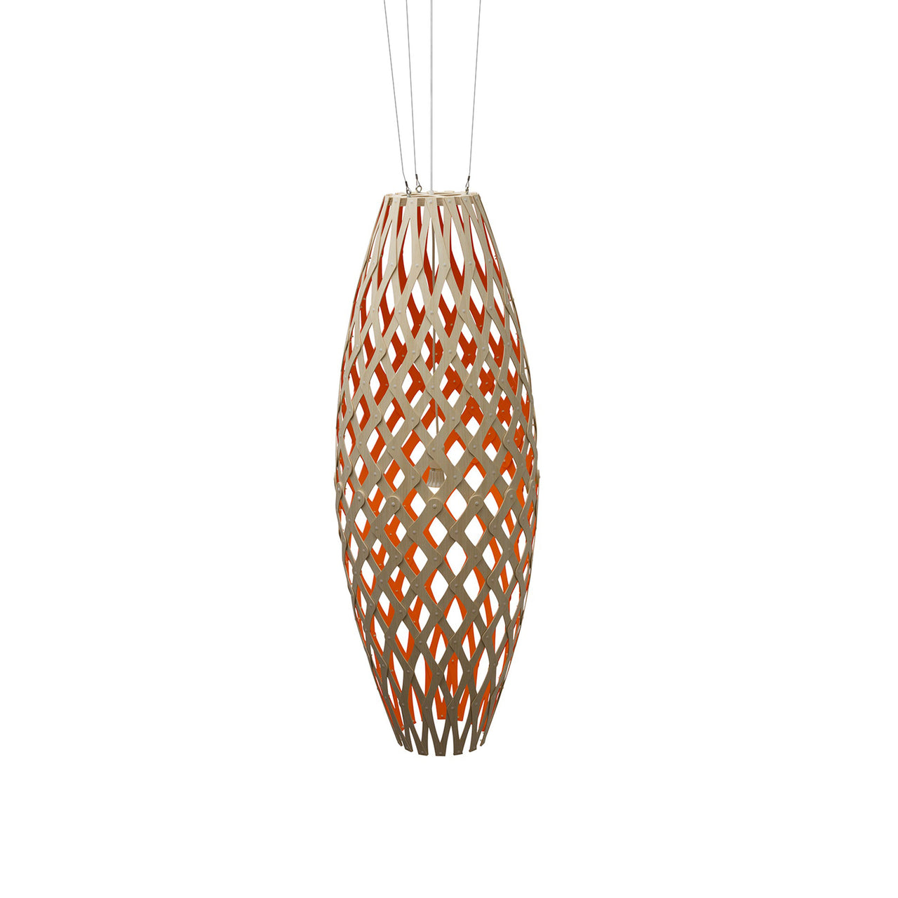 Hinaki Pendant Light: Large + Bamboo + Red + White