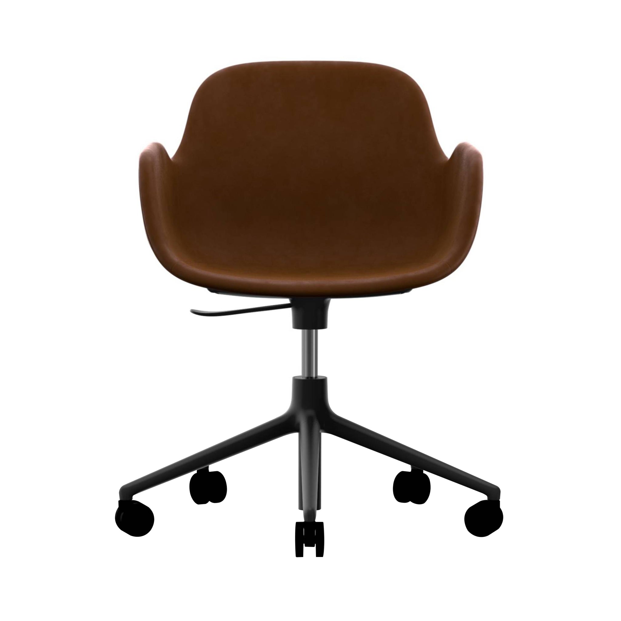 Form Armchair: Swivel 5W Gaslift Upholstered + Black Aluminum