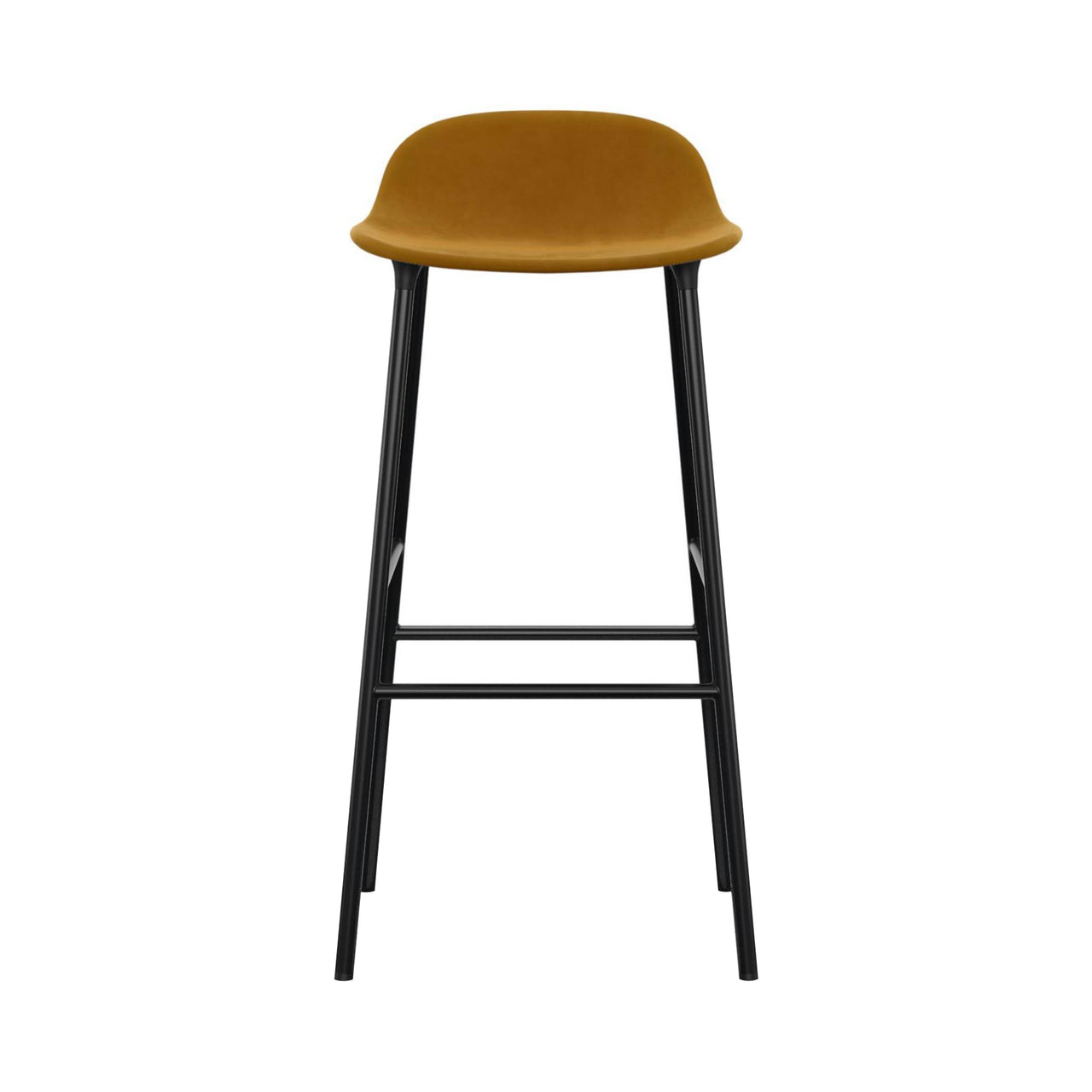 Form Bar + Counter Stool: Steel Base + Upholstered + Bar + Black
