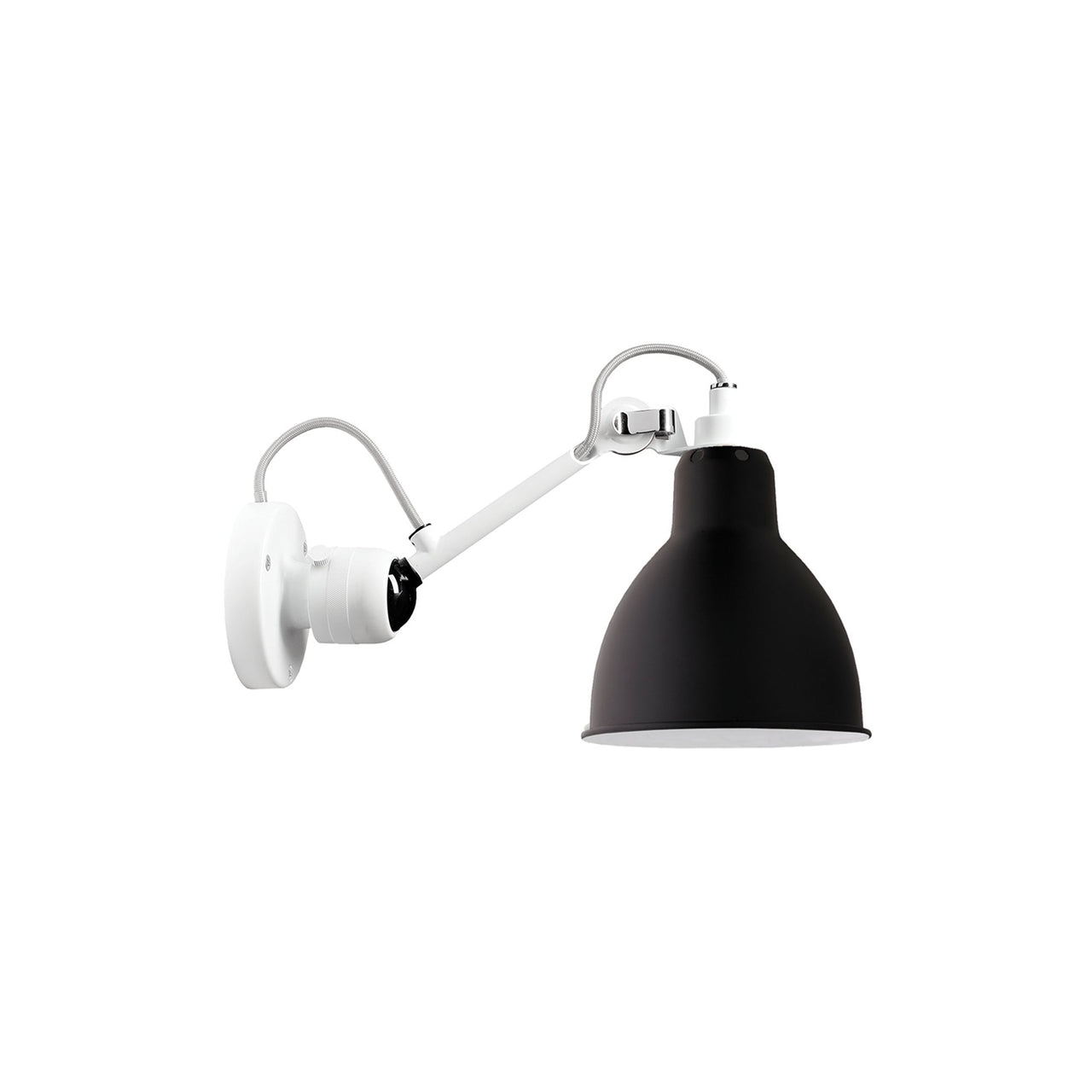 Lampe Gras N°304 Wall Lamp: White + Black + Round