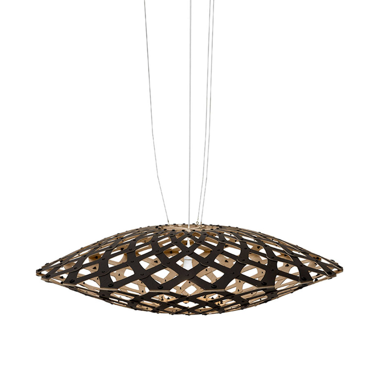 Flax Pendant Light: Large + Black + Bamboo + White