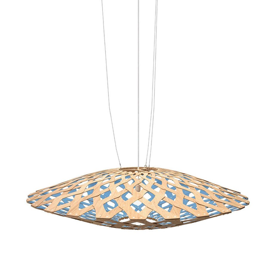 Flax Pendant Light: Large + Bamboo + Blue + White