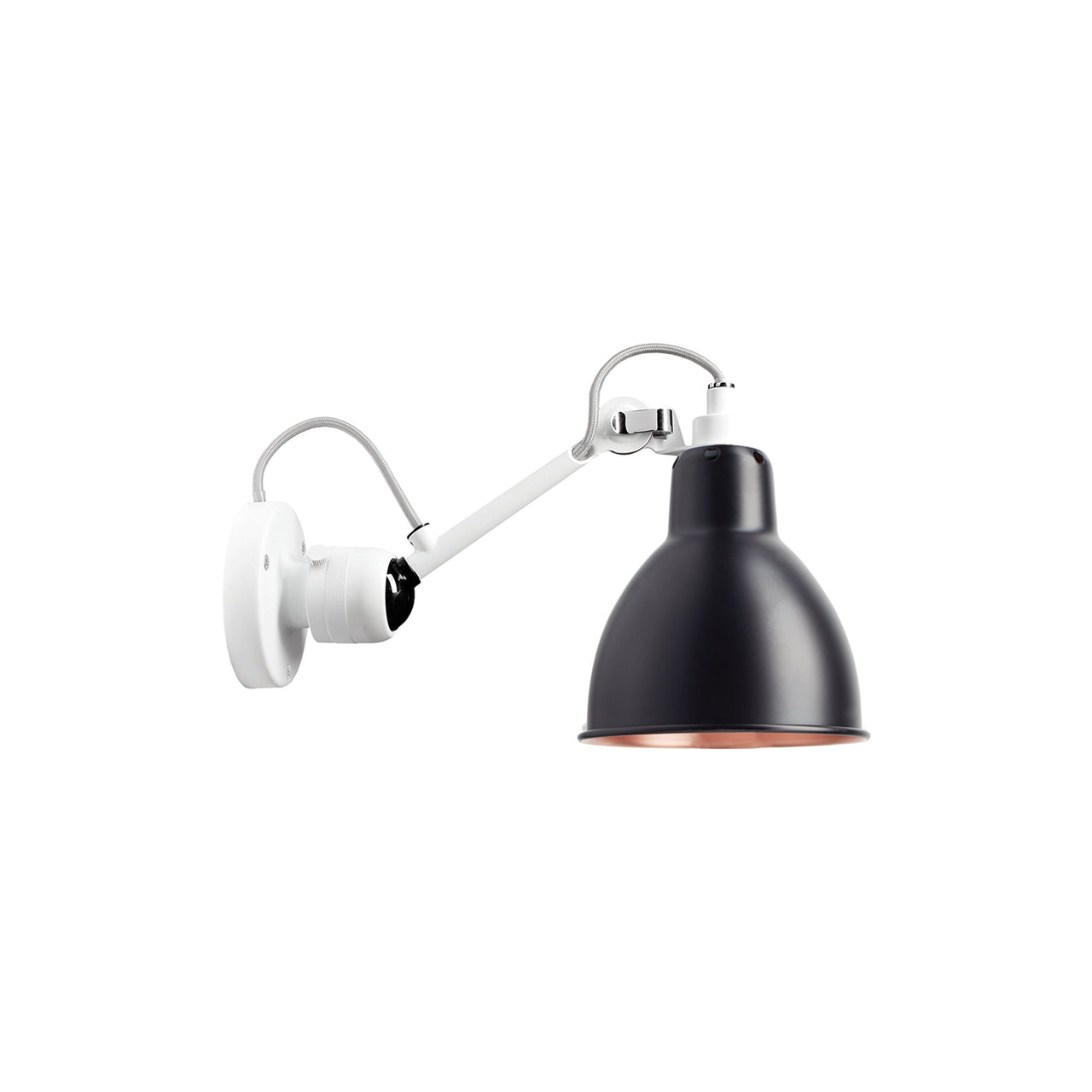 Lampe Gras N°304 Wall Lamp: White + Black + Copper + Round