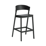 Cover Bar + Counter Stool: Upholstered + Bar + Black + Black Refine Leather