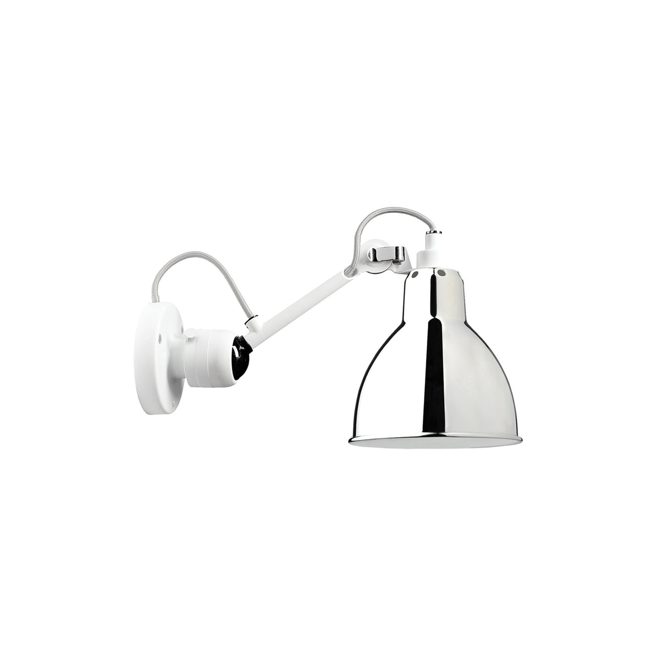 Lampe Gras N°304 Lamp: White + Chrome + Round