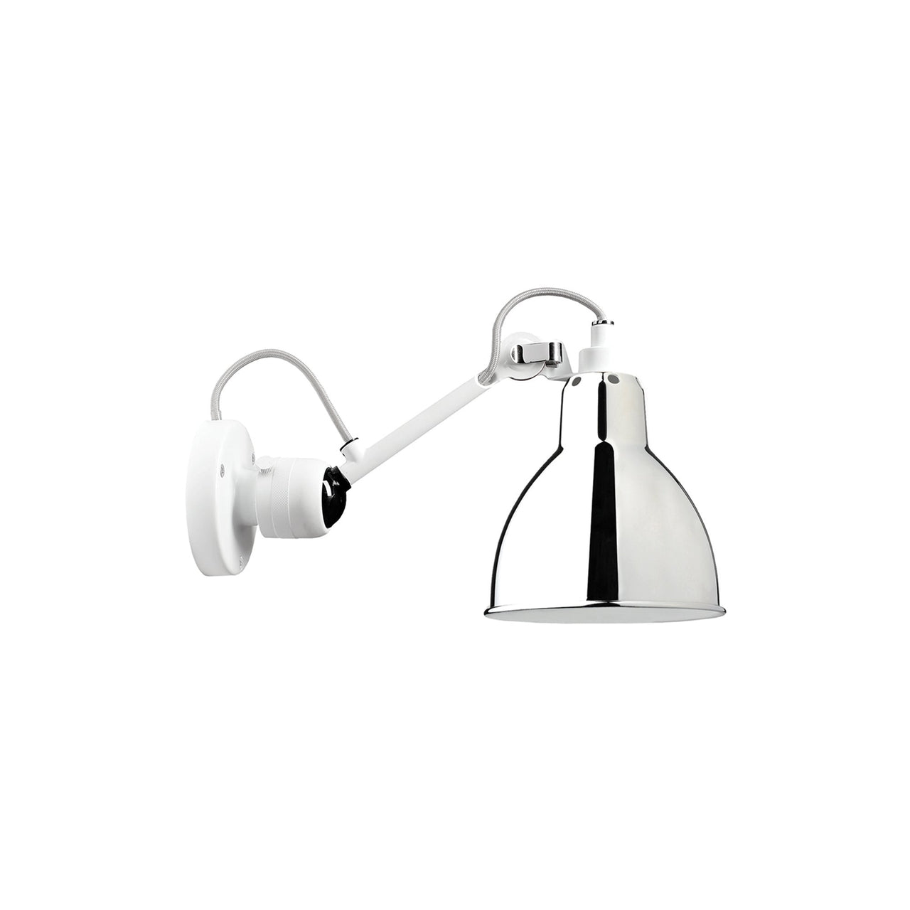 Lampe Gras N°304 Wall Lamp: White + Chrome + Round