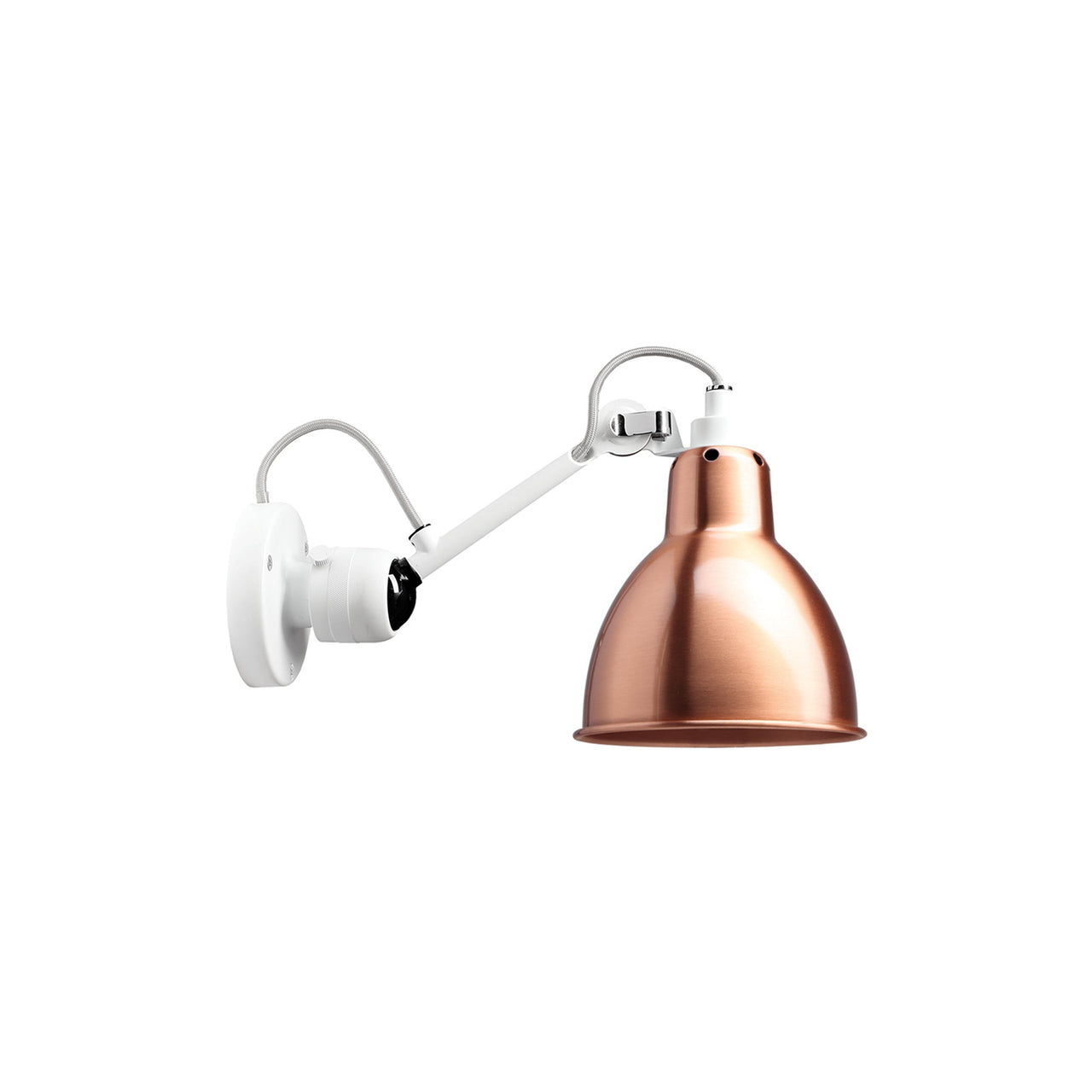 Lampe Gras N°304 Wall Lamp: White + Copper + Round