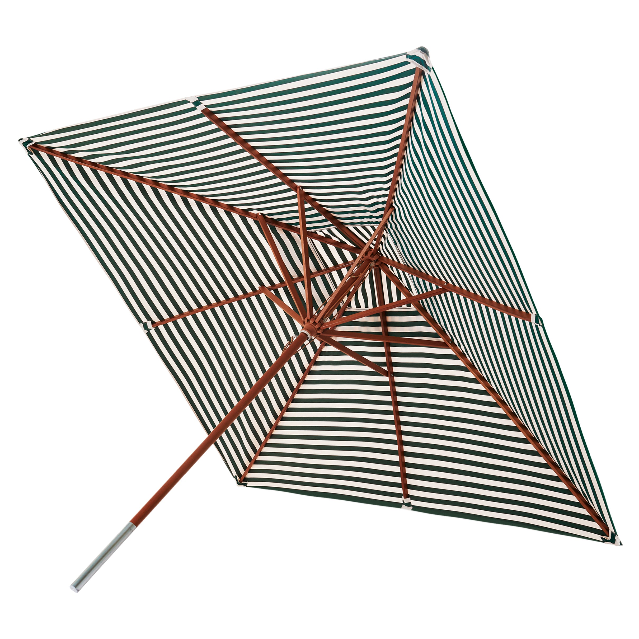 Messina Umbrella: Large + Square + Light Apricot + DarkGreen Stripes