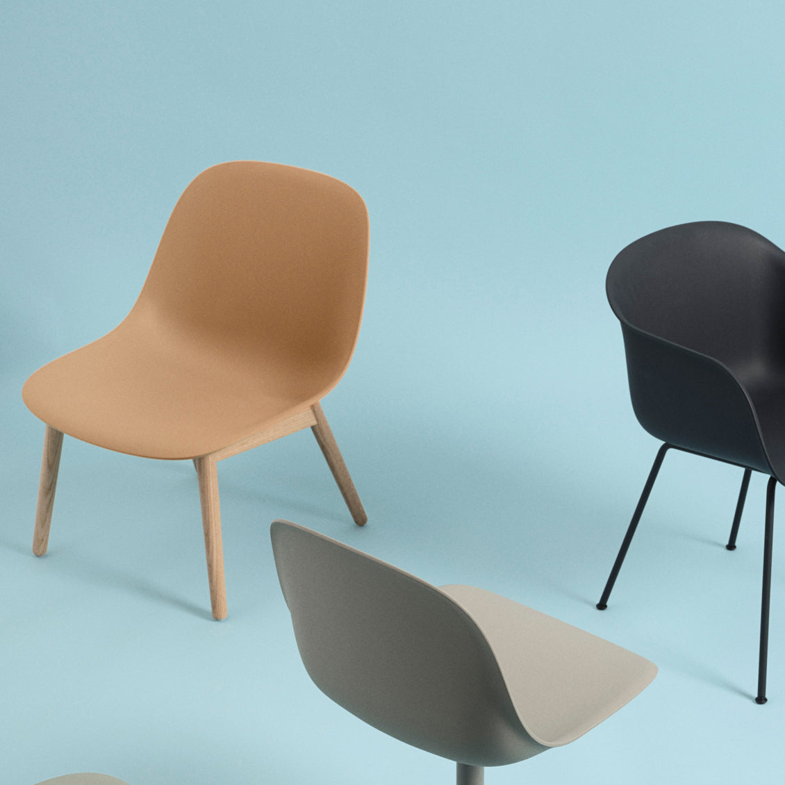Fiber Lounge Chair: Wood Base