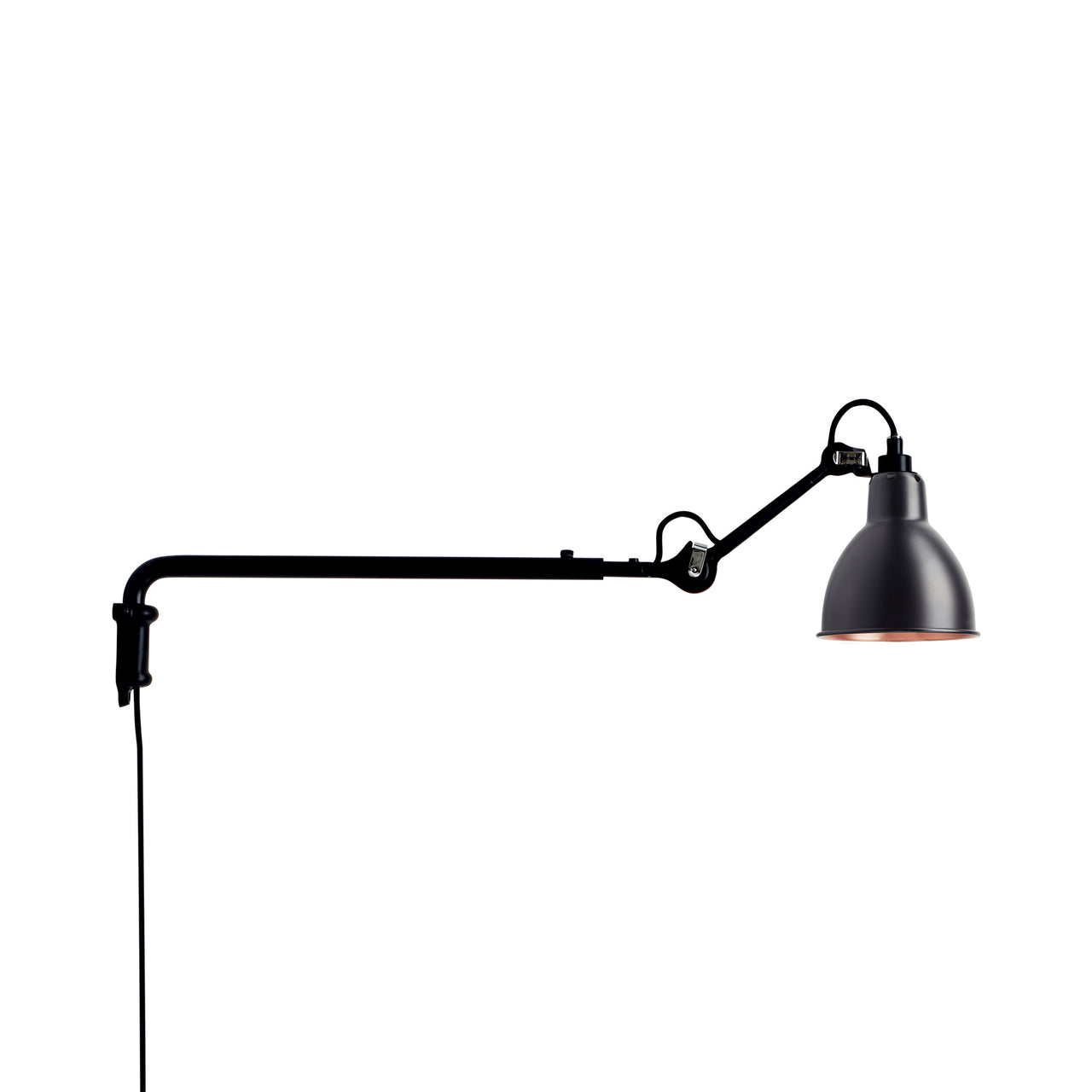 Lampe Gras N°203 Wall Lamp: Black + Copper + Round