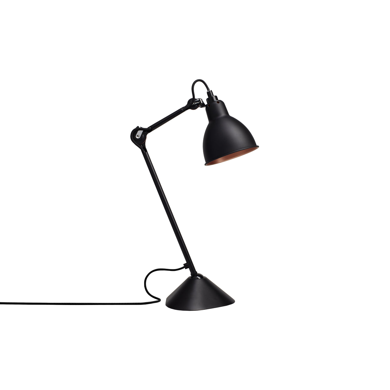 Lampe Gras N°205 Lamp: Black + Copper + Round