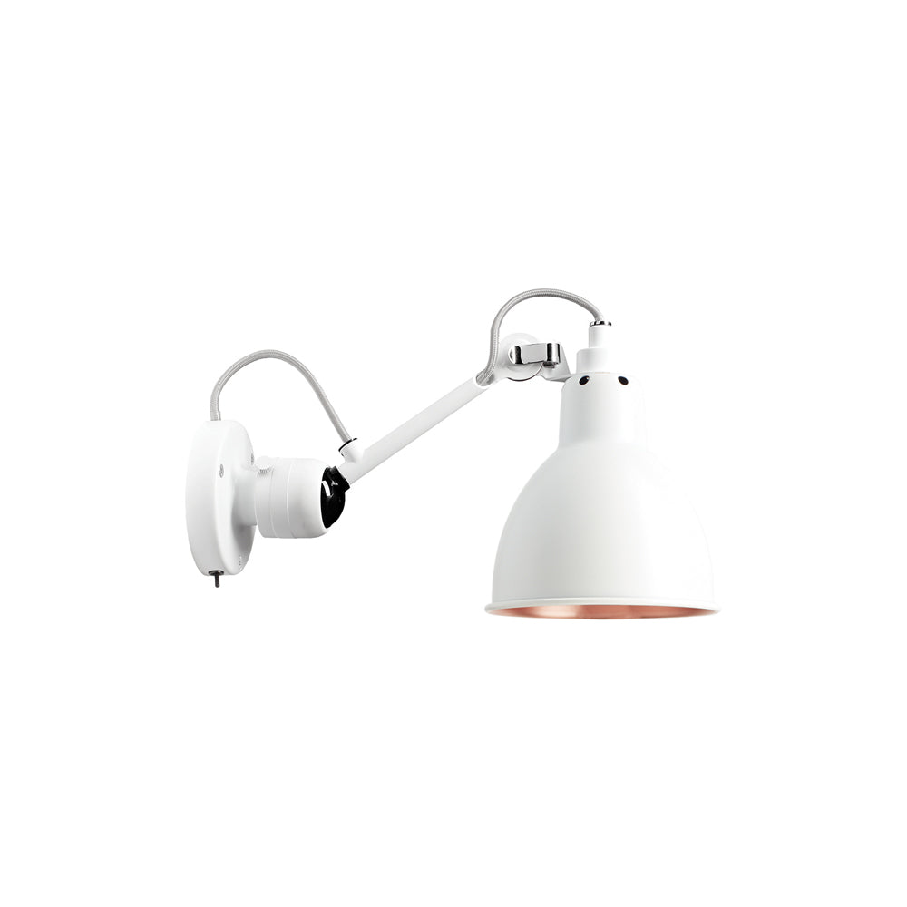 Lampe Gras N°304 Lamp with Switch: White + White + Copper + Round