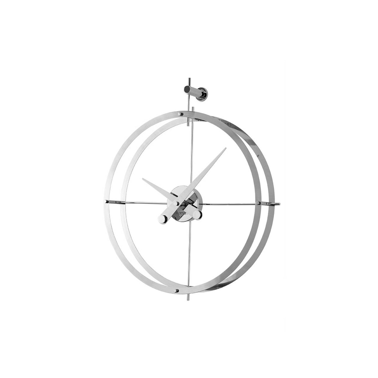 Dos Puntos Wall Clock: Stainless Steel + Chromed Brass